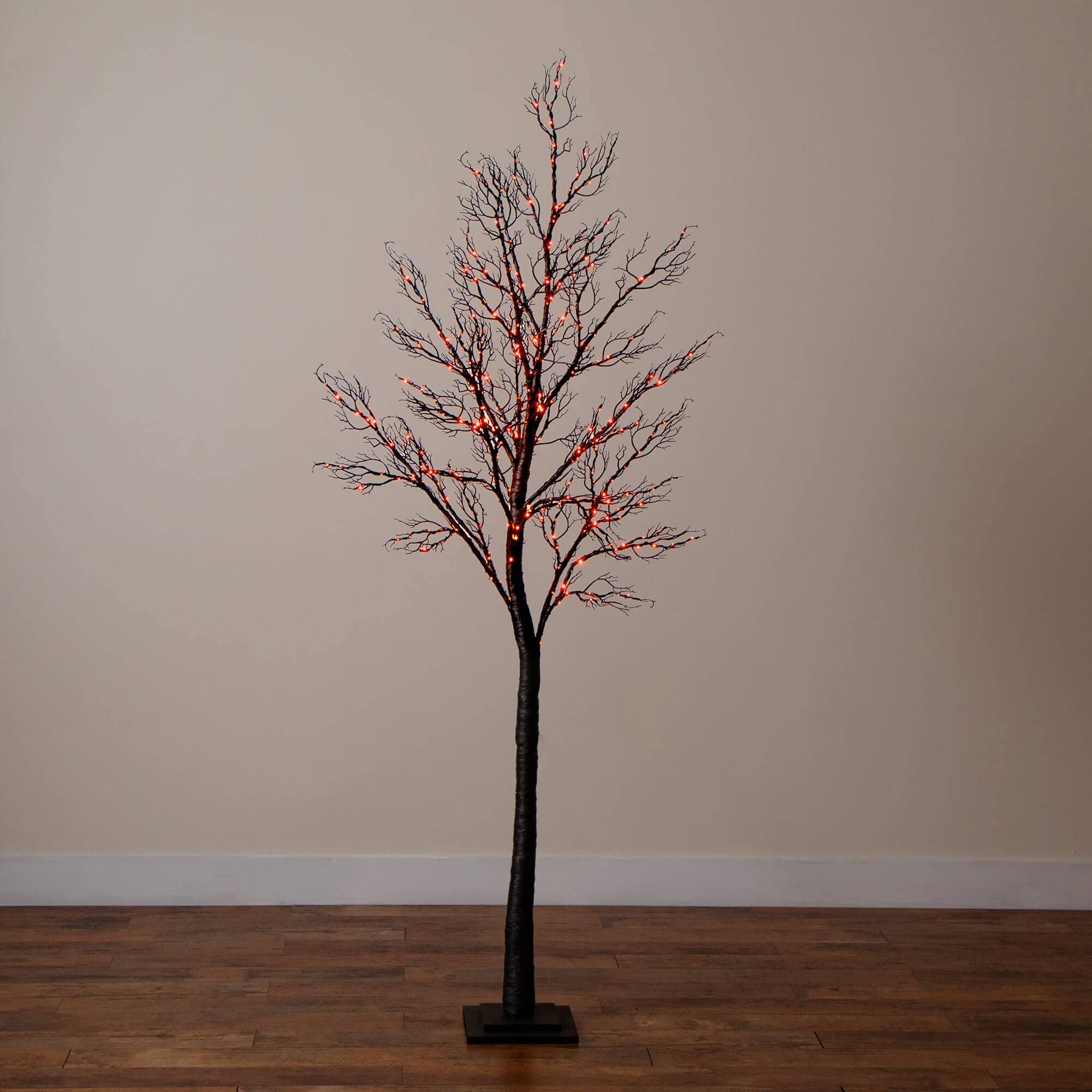 7ft. Pre-Lit Halloween Minimalist Twig Artificial Fall Tree with 400 Orange & Purple LED Lights