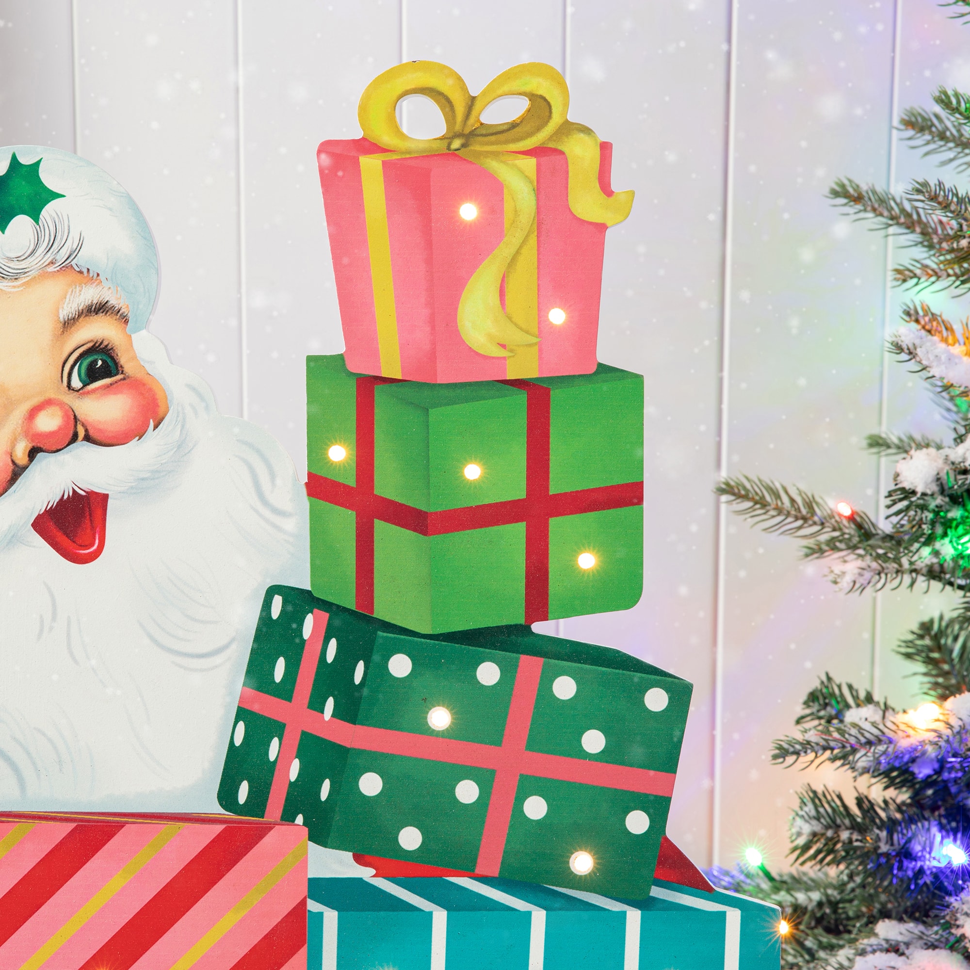 Glitzhome® 36'' Wooden Santa Gifts Porch Décor