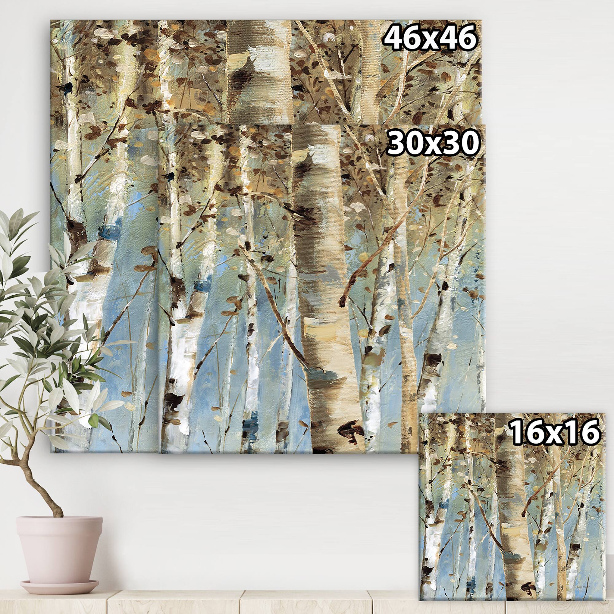 Designart - White Birch Forest II - Modern Farmhouse Premium Canvas Wall Art