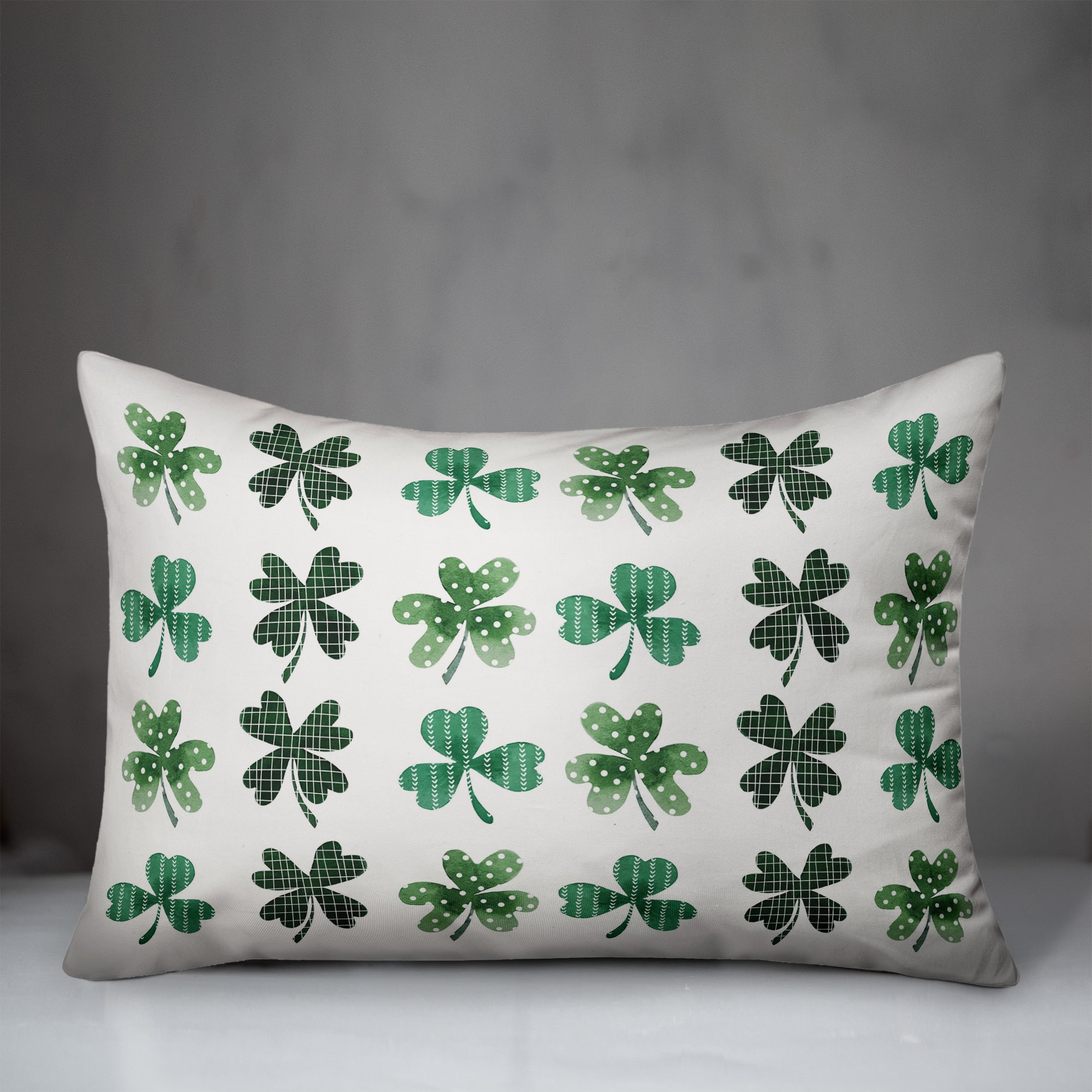 Shamrock Pattern Watercolor Pillow 14&#x22; x 20&#x22; Throw Pillow