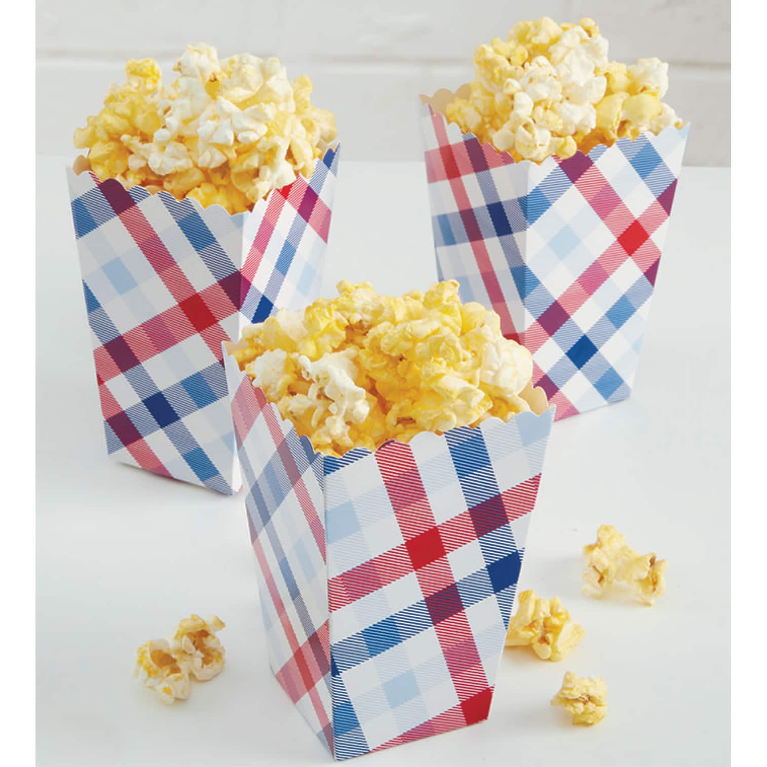 Patriotic Plaid Popcorn Containers by Celebrate It&#x2122;, 8ct.