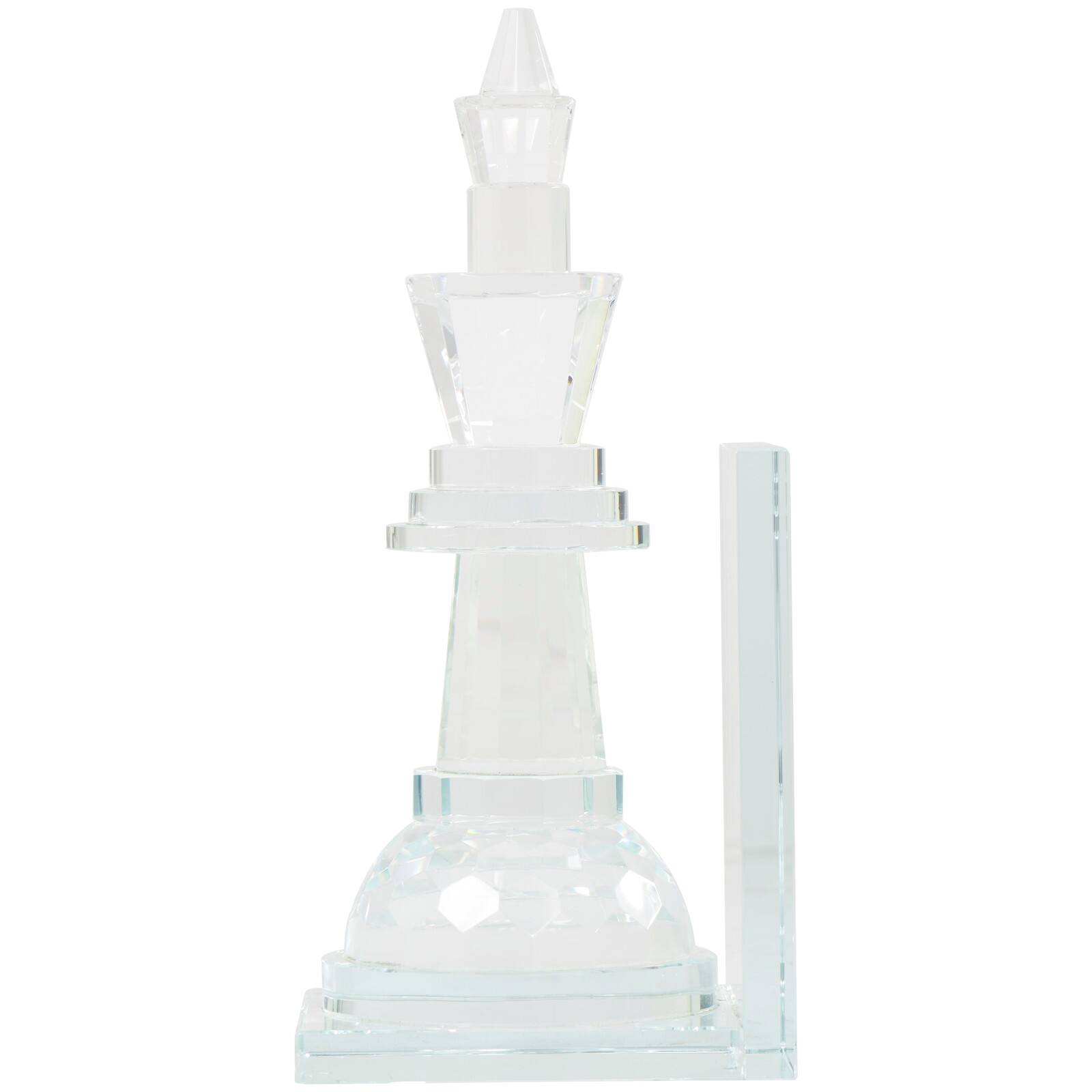 9.5&#x22; Clear Chess Oversized Bookends with Cut Crystal Designs Set