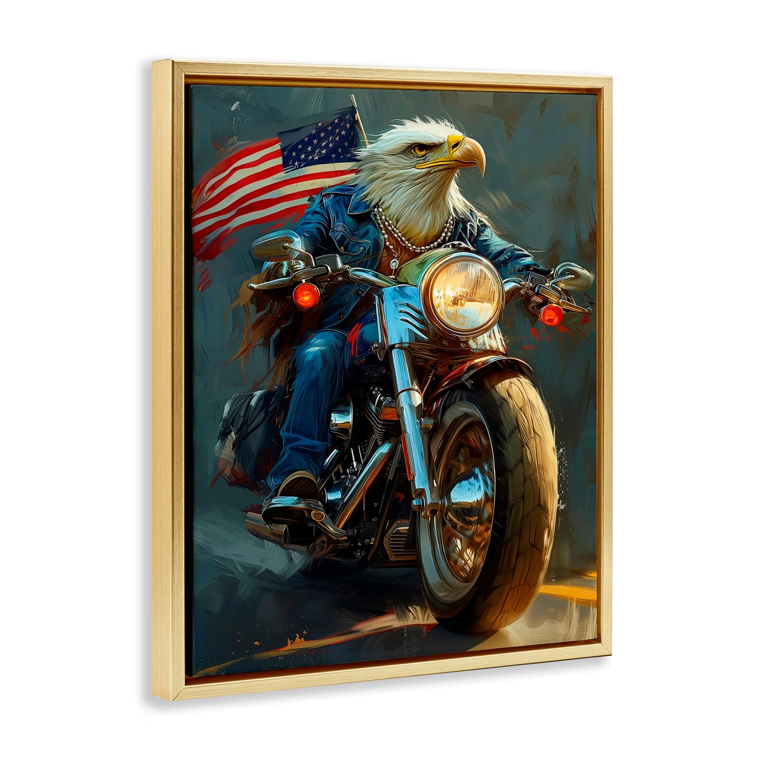 Stupell Industries Patriotic Eagle Motorcycle Floater Framed Art