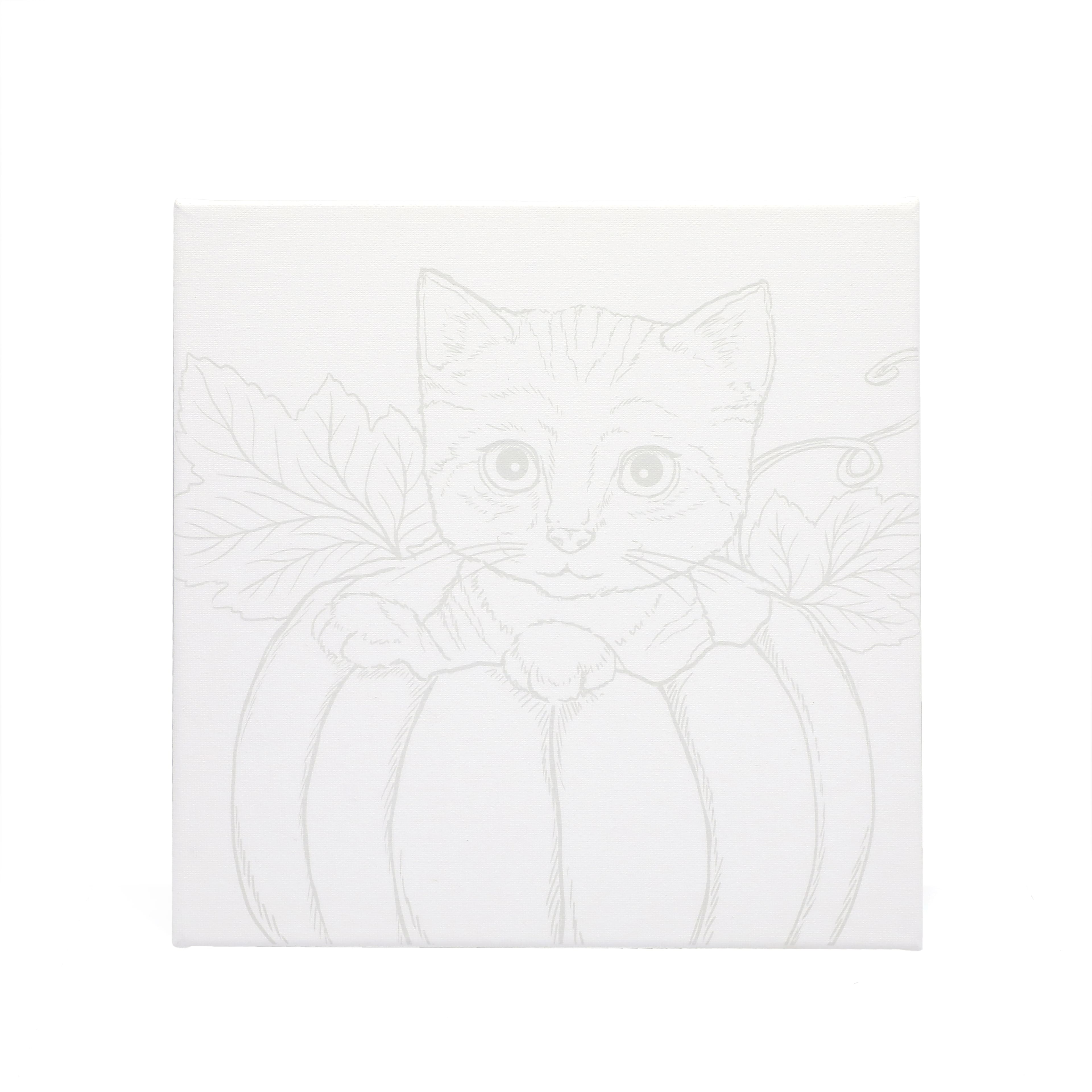 11&#x22; x 11&#x22; Kitten in Pumpkin Canvas Painting Kit by Craft Smart&#xAE;