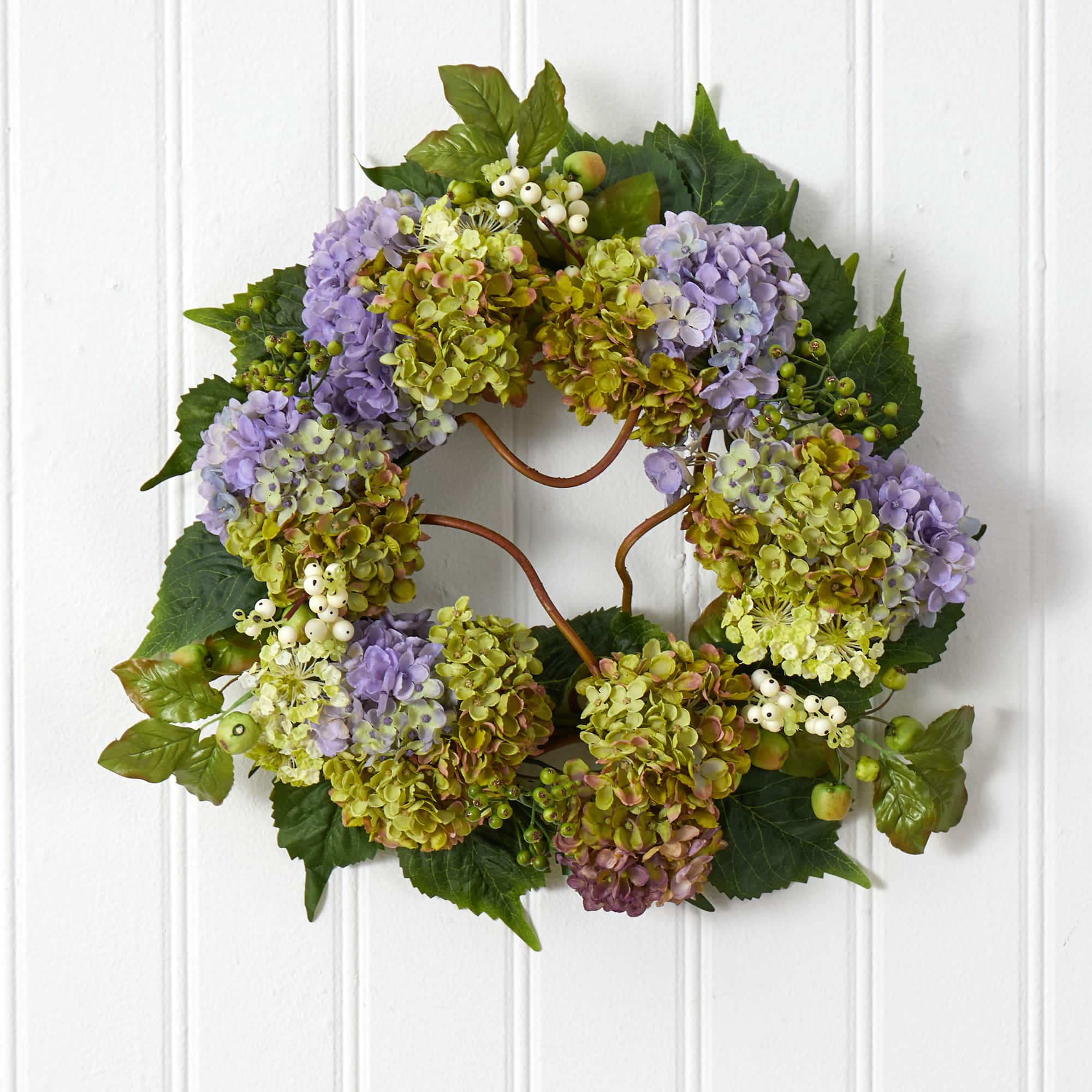 22&#x201D; Purple &#x26; Green Hydrangea Wreath