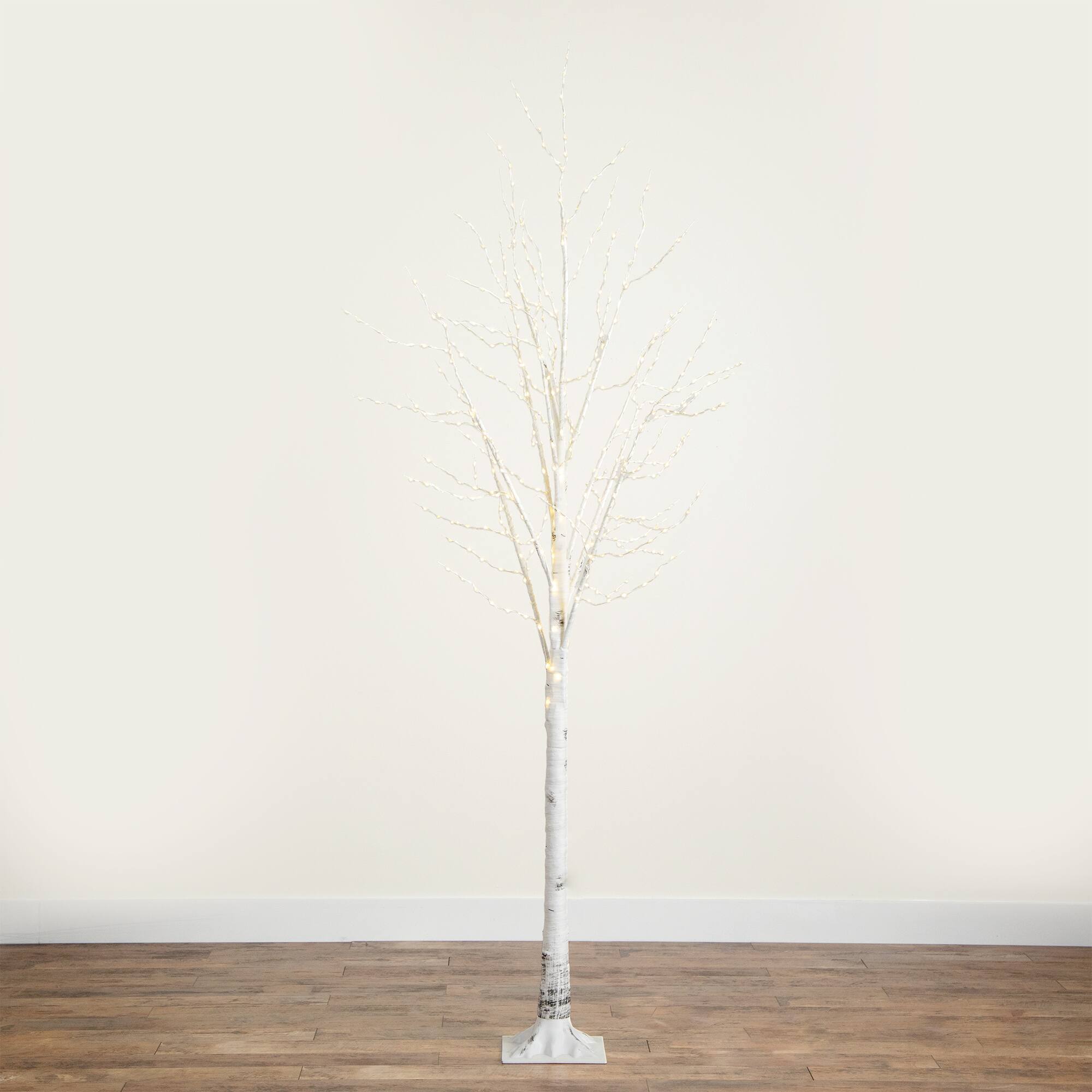 8ft. Pre-Lit White Birch Artificial Christmas Tree, Warm White LED Lights