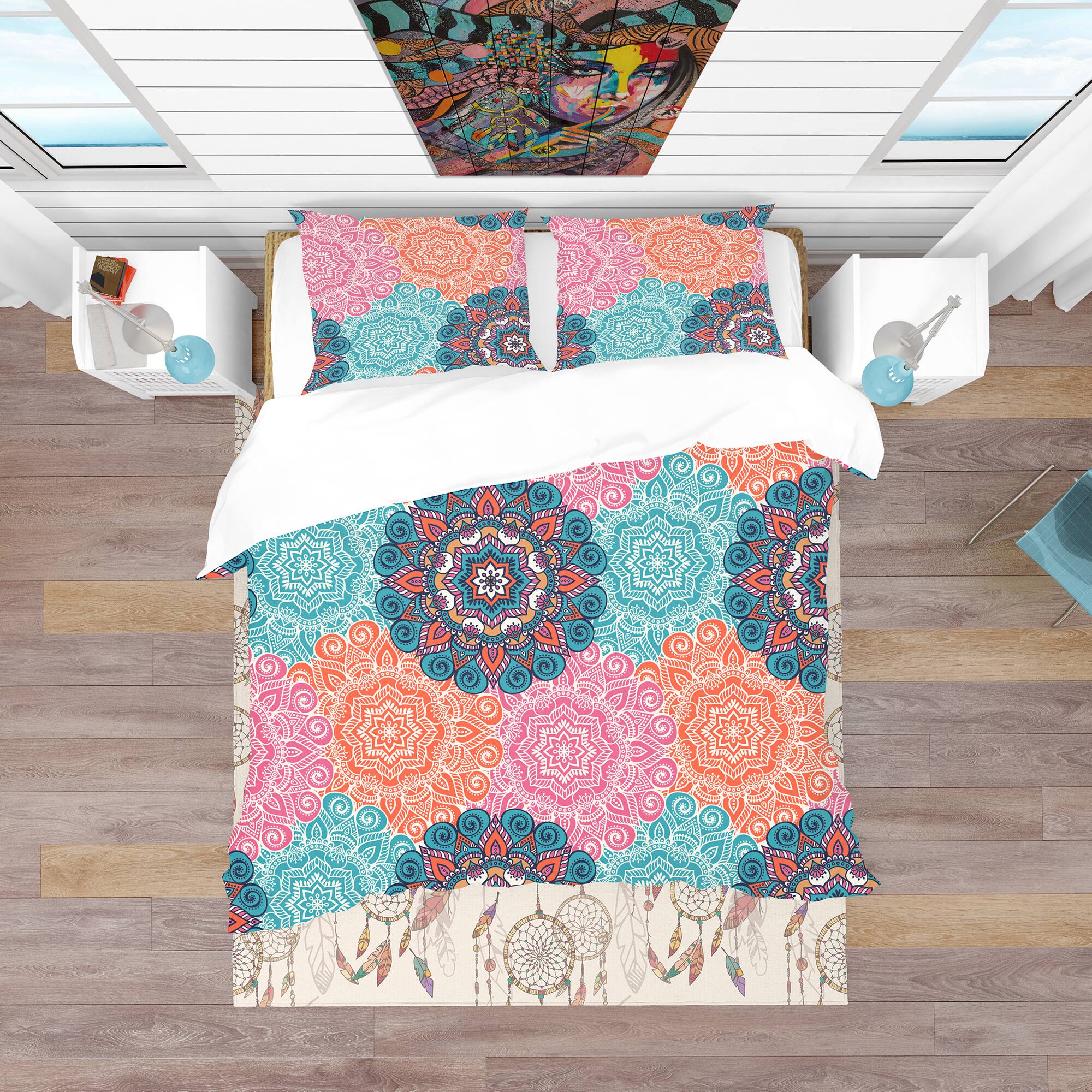 Designart &#x27;Vintage Arabic Decorative Elements&#x27; Bohemian &#x26; Eclectic Bedding Set - Duvet Cover &#x26; Shams