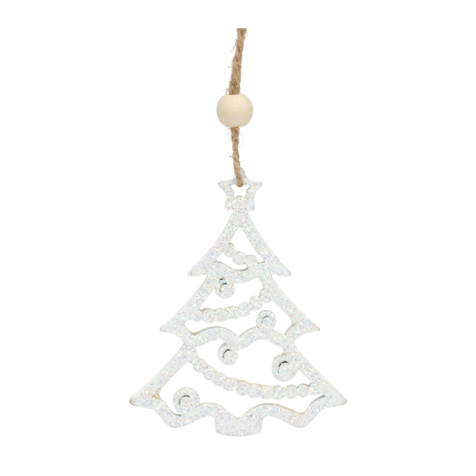 9 Pack 3&#x22; Glittery White Tree Ornaments