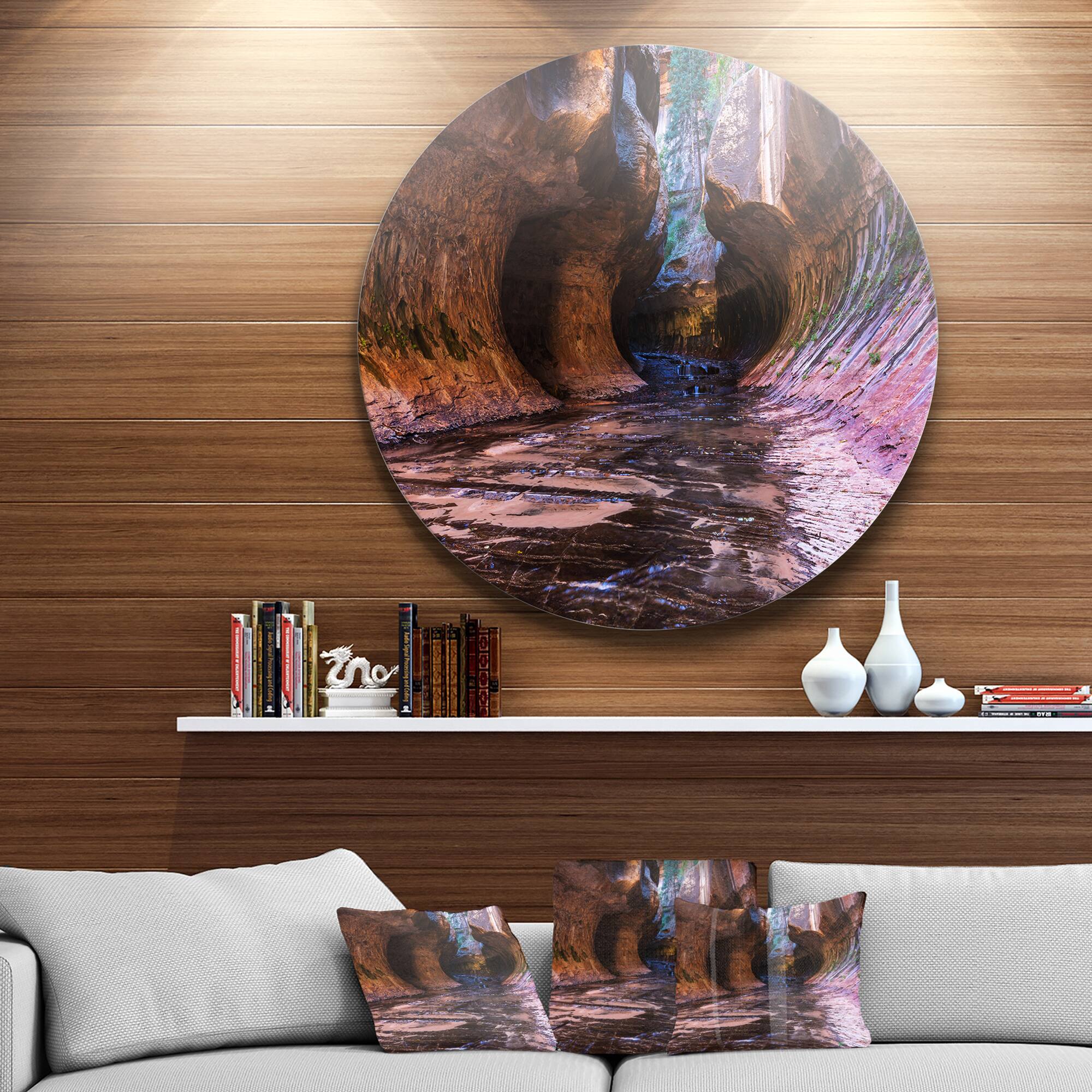 Designart - Cave in Zion National Park Utah' Landscape Oversized Metal Circle Wall Art