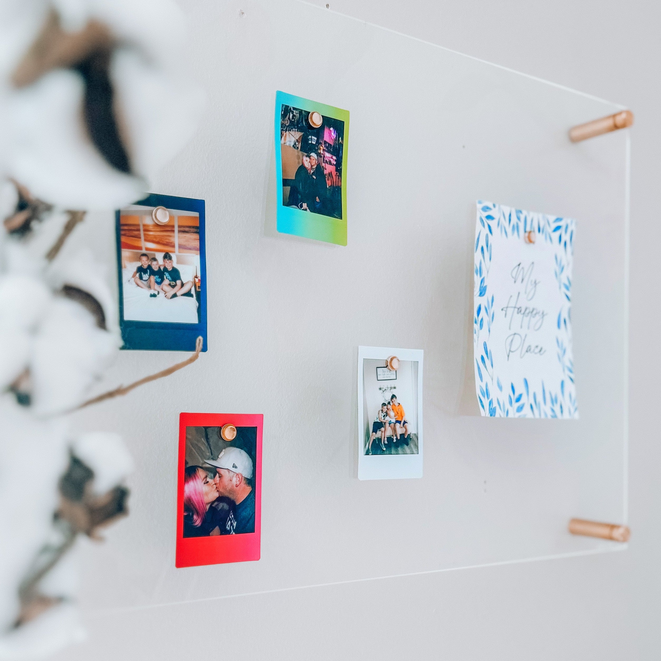 Wexel Art Single Panel Clear Acrylic Floating Wall Frame & Magnets with Gold Hardware