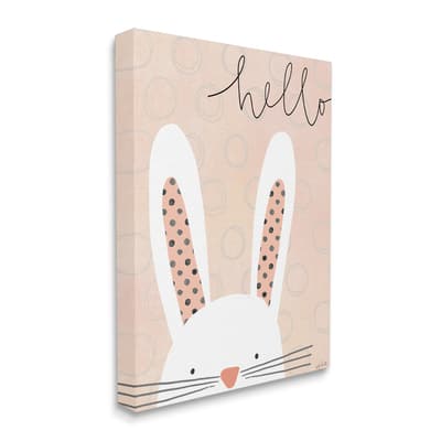 Stupell Industries Hello Bunny Phrase Baby Rabbit Polka Dot