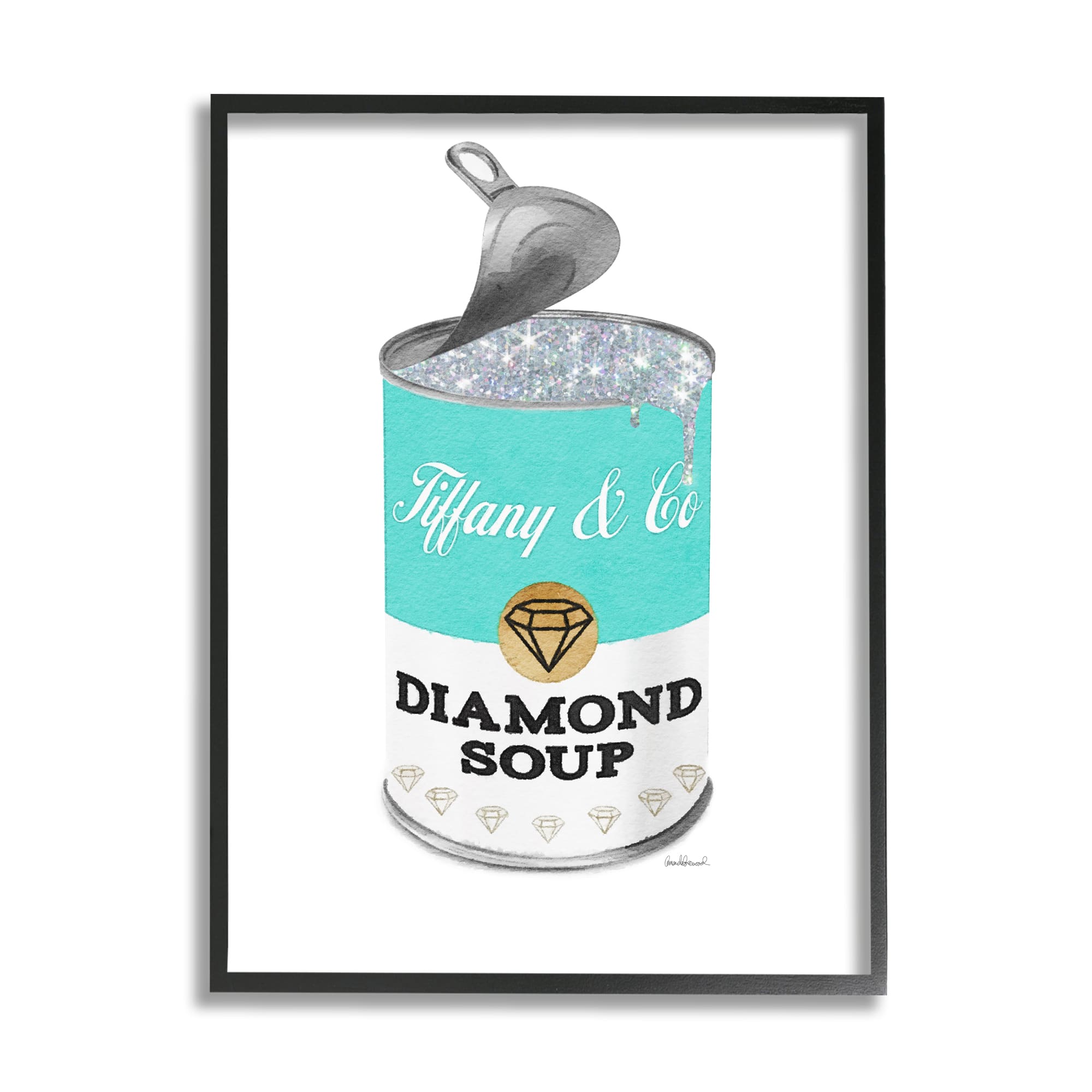 Stupell Industries Blue Pop Fashion Condensed Soup Glam Open Lid Framed Wall Art