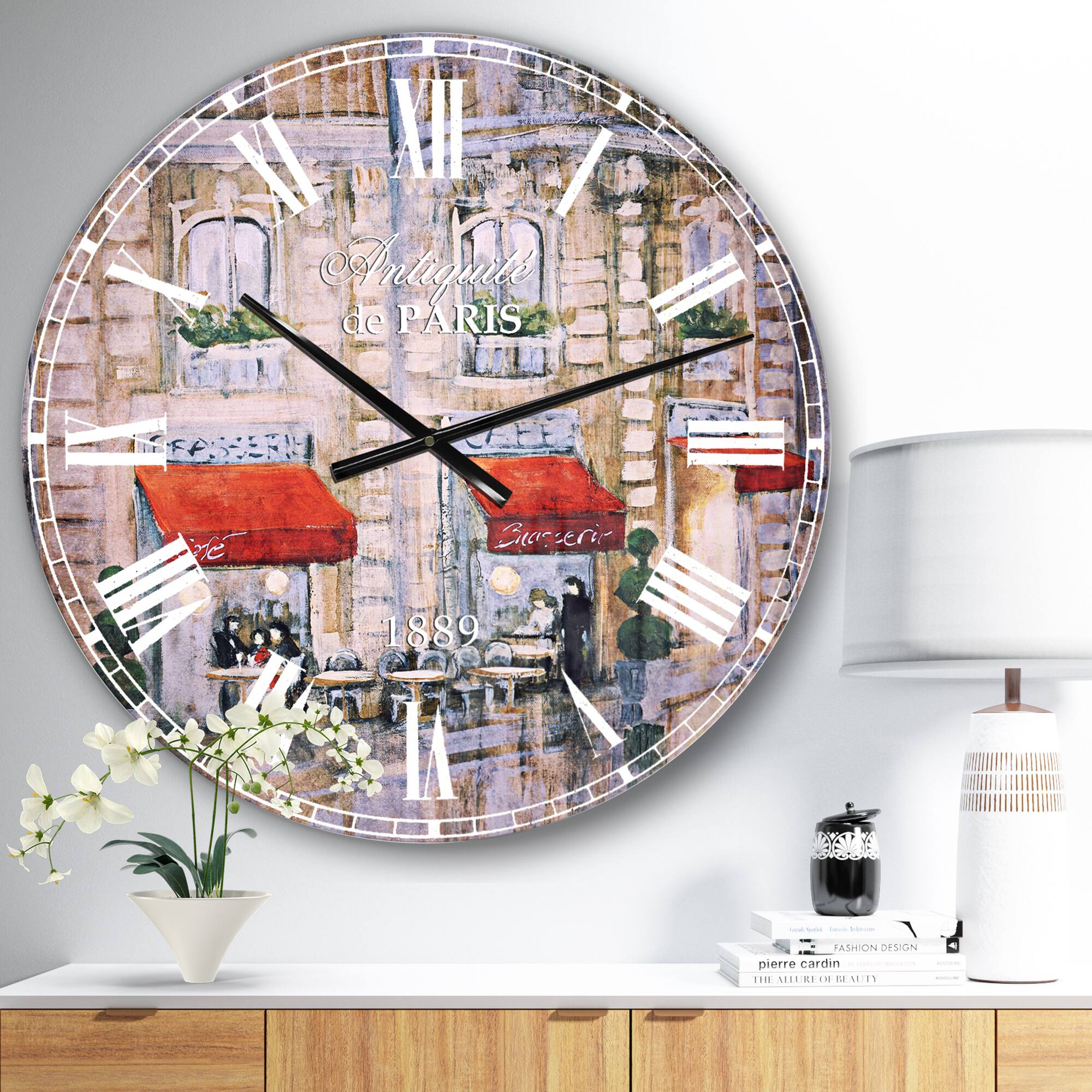 Designart Love in Paris II French Country Wall Clock