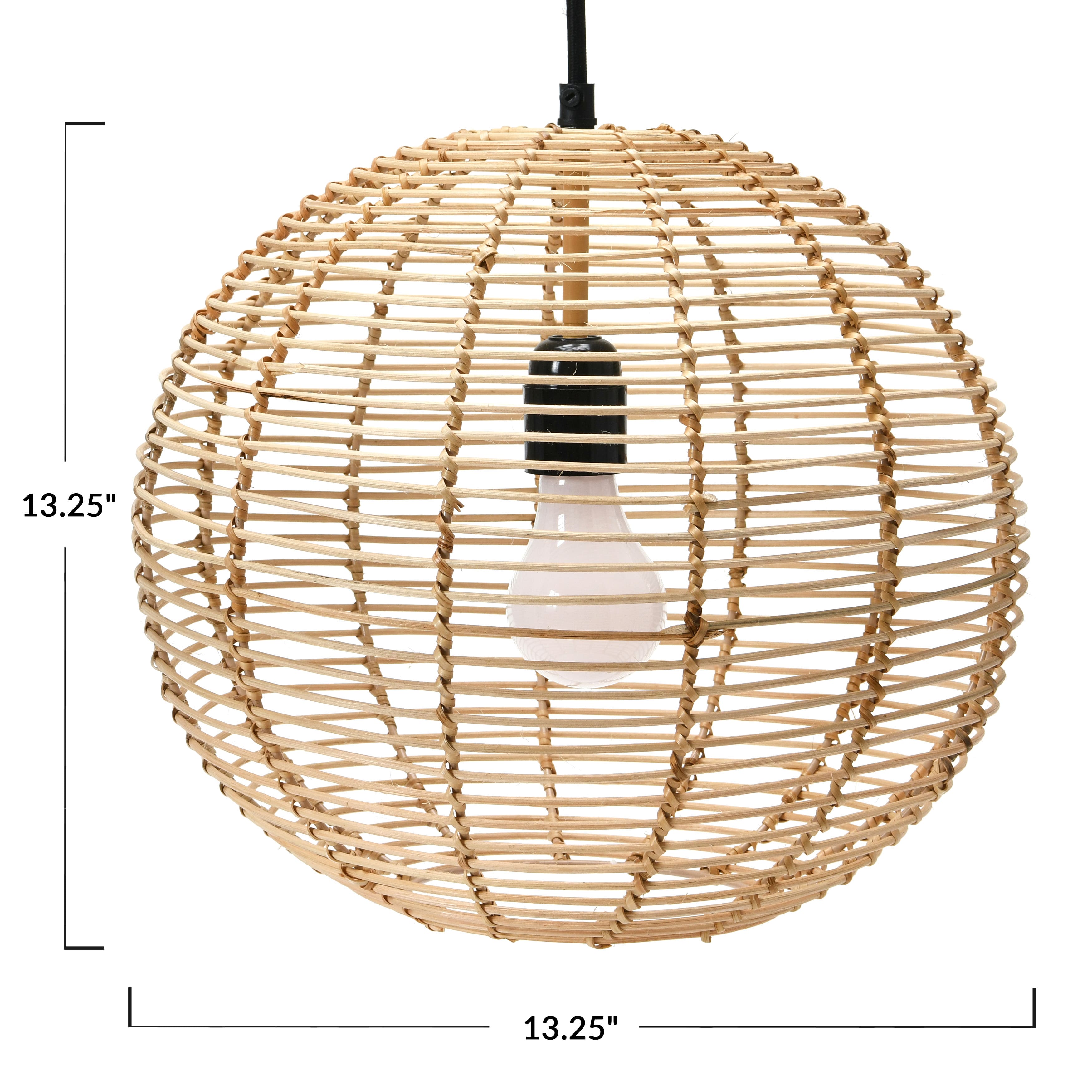 Hello Honey&#xAE; Modern Boho Handwoven Rattan Globe Pendant Light
