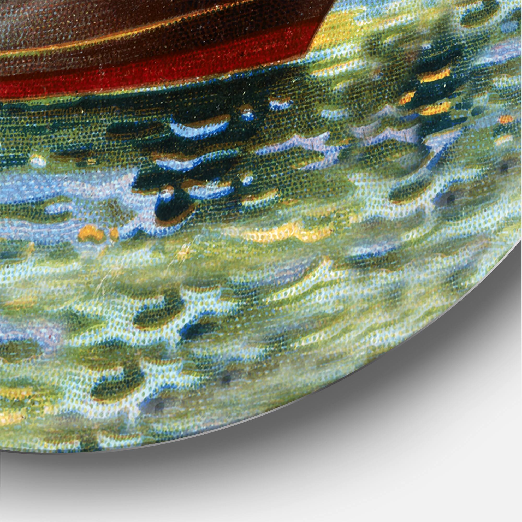 Designart - Ancient Boat Leaving The Harbor - Nautical &#x26; Coastal Metal Circle Wall Art