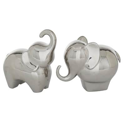 The Novogratz Silver Contemporary Elephant Sculpture Set | Michaels