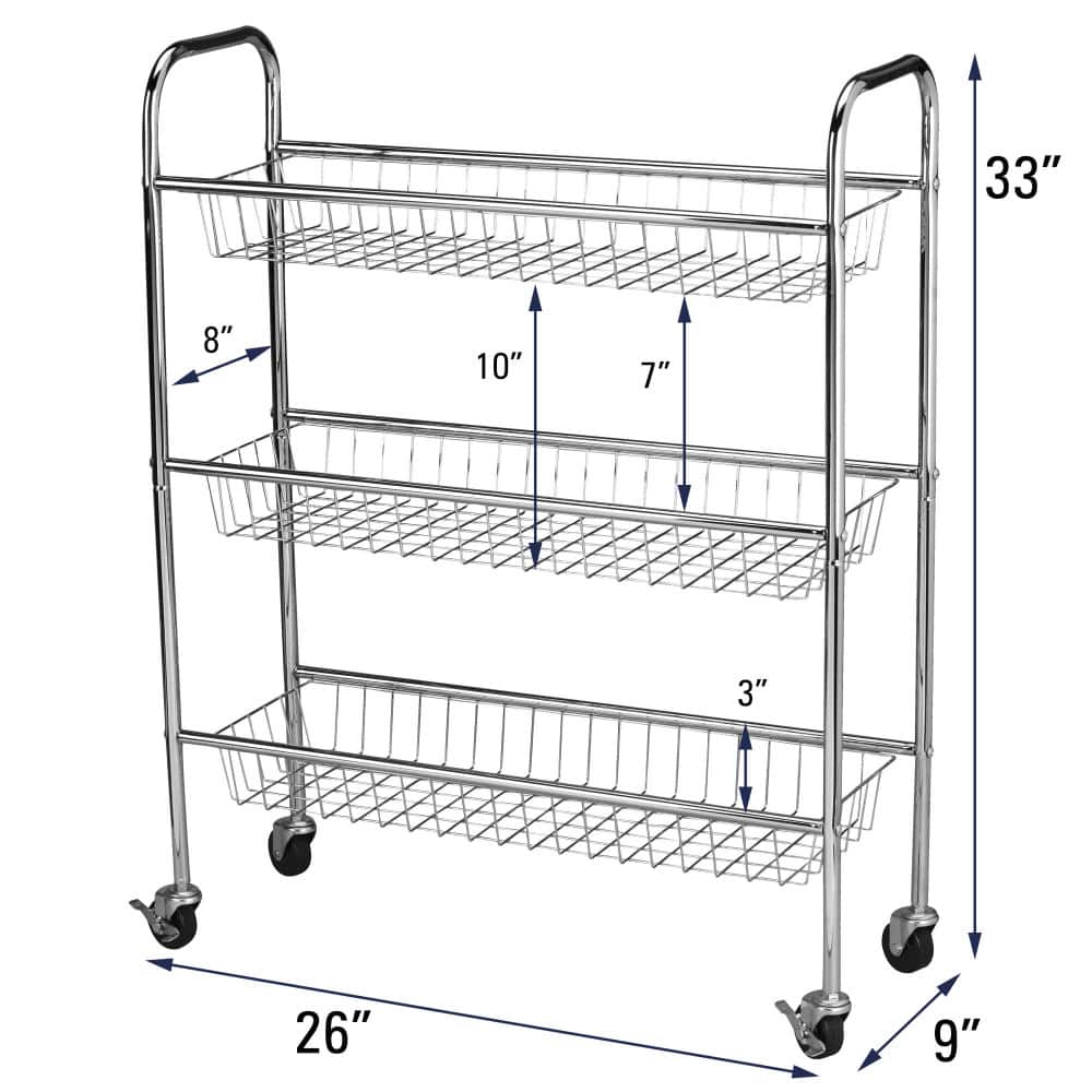 Household Essentials 33&#x22; Triple Tier Slim Storage Cart