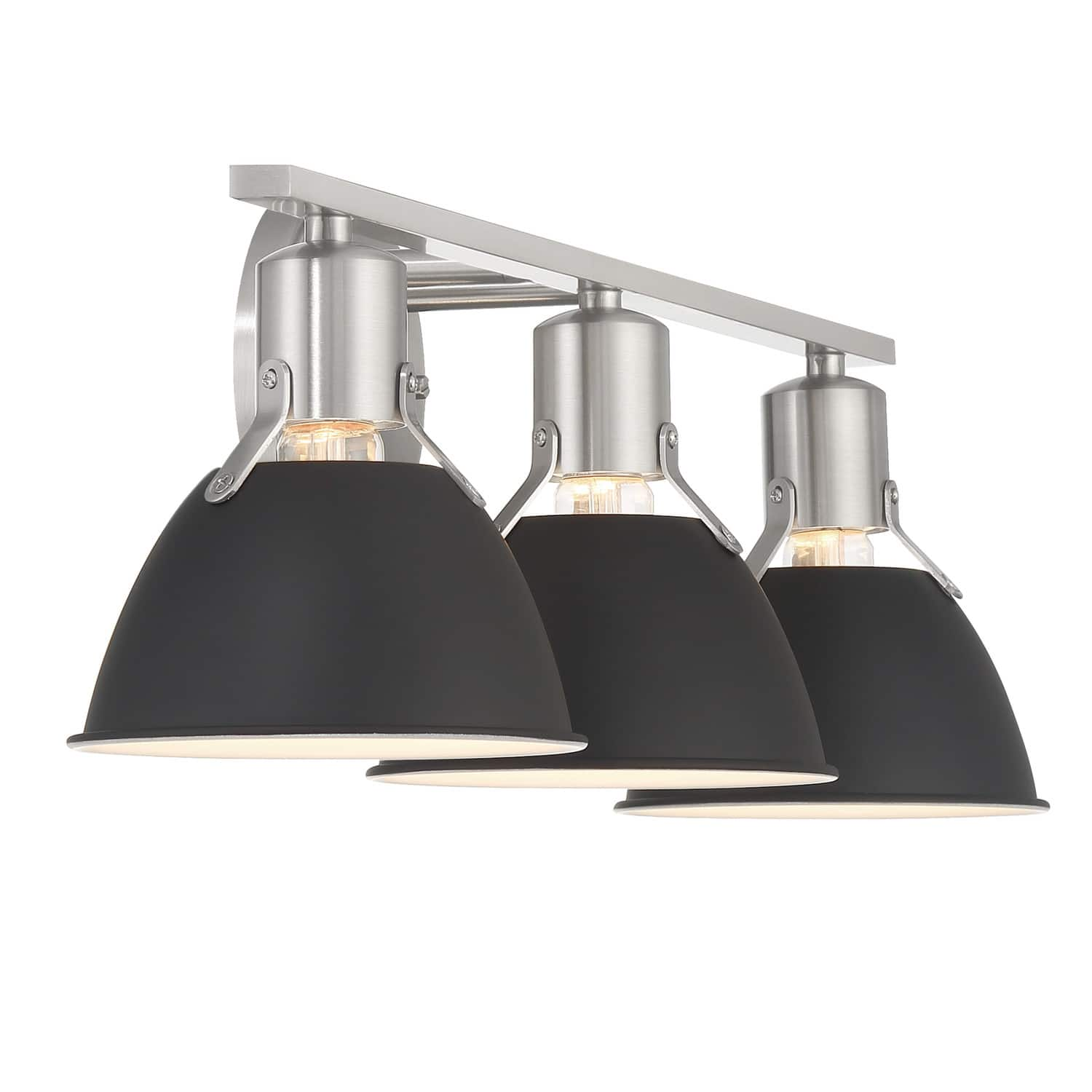 Cooper Black &#x26; Nickel Metal 3-Light Vanity Light with Etched Glass Shades