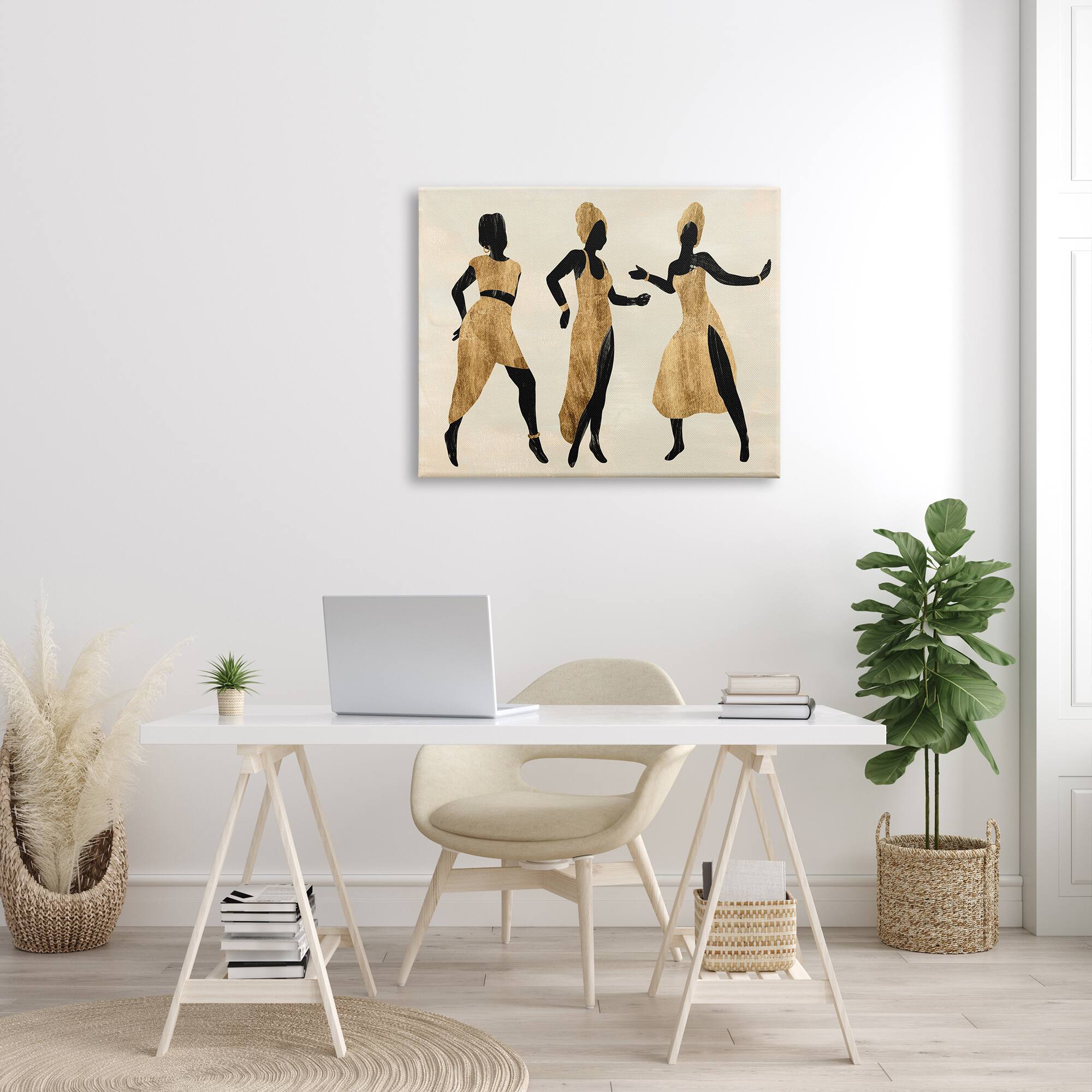 Stupell Industries Powerful Women Dancing  African Glam Fashion Black Beige Canvas Wall Art