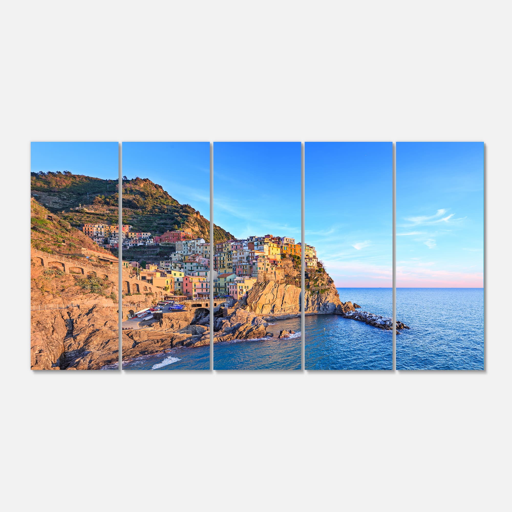 Designart - Manarola Village Cinque Terre Italy - Extra Large Seashore Canvas Art