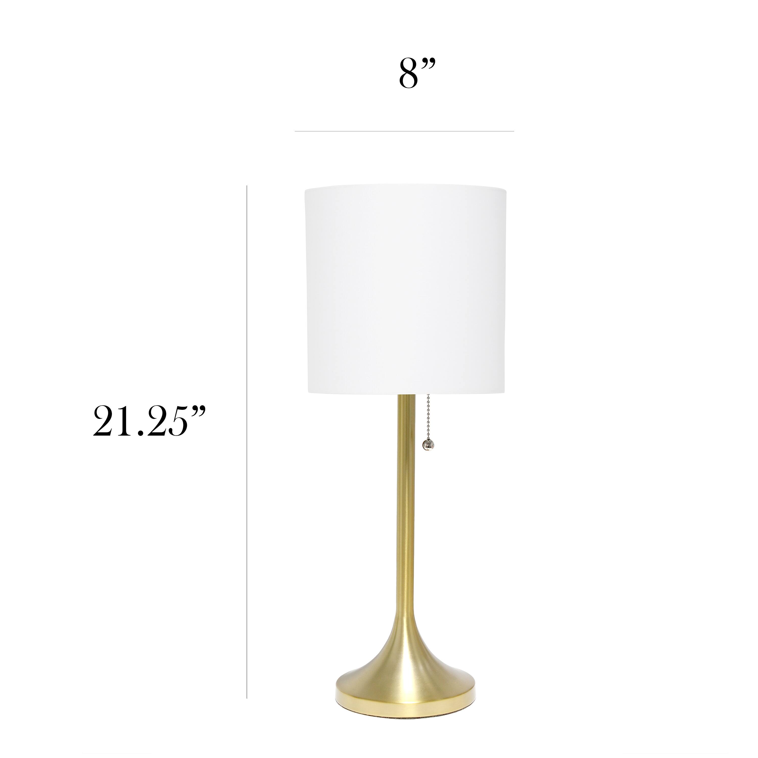Simple Designs 21.5&#x22; Tapered Gold Table Lamp with Fabric Drum Shade