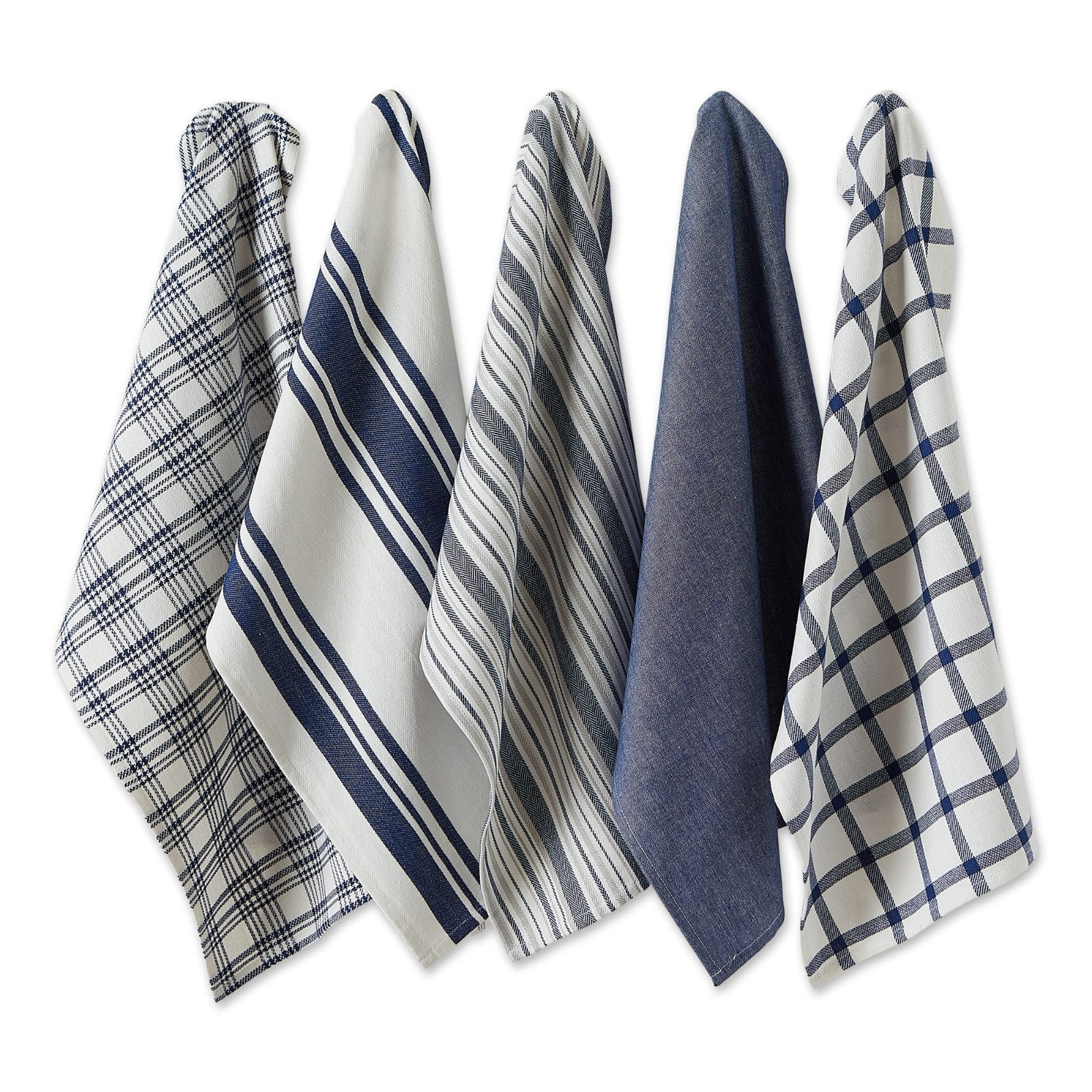 DII® Assorted Nautical Blue Woven Dishtowels Set