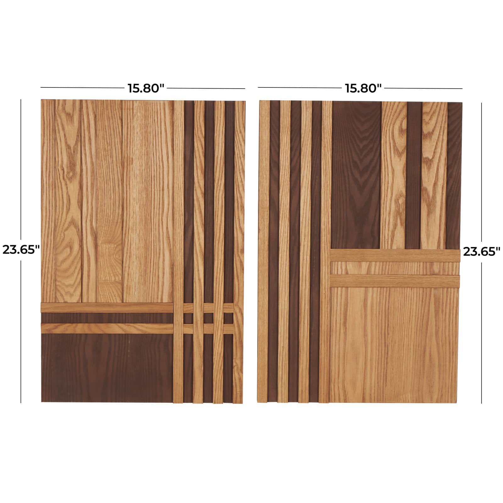 24" Brown Wooden Geometric Handmade Two-Toned Wall Décor Set