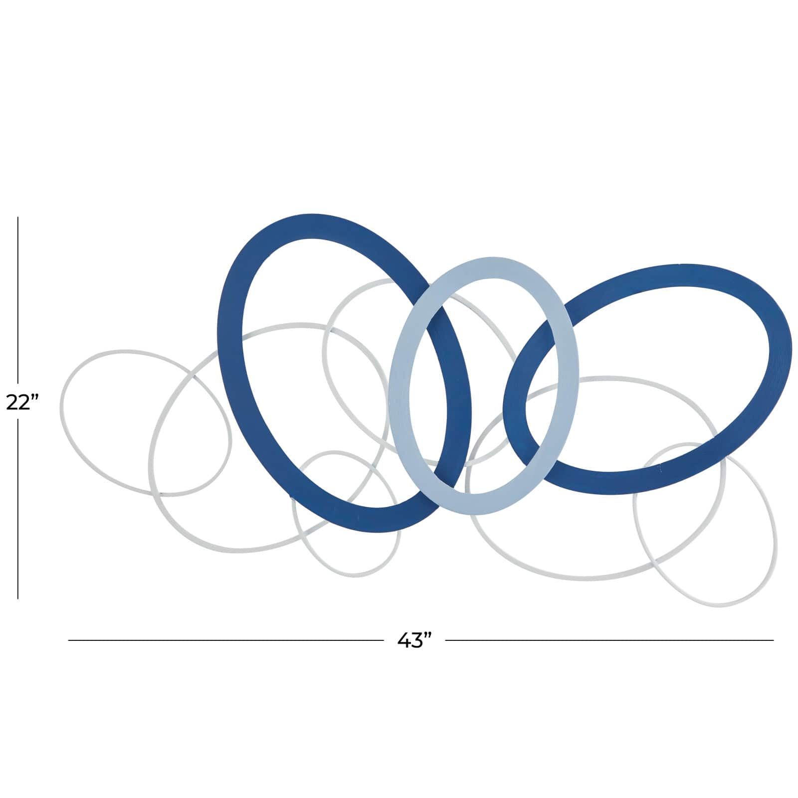 CosmoLiving by Cosmopolitan Blue Metal Overlapping Oval Geometric Wall Decor 43" x 2" x 22"