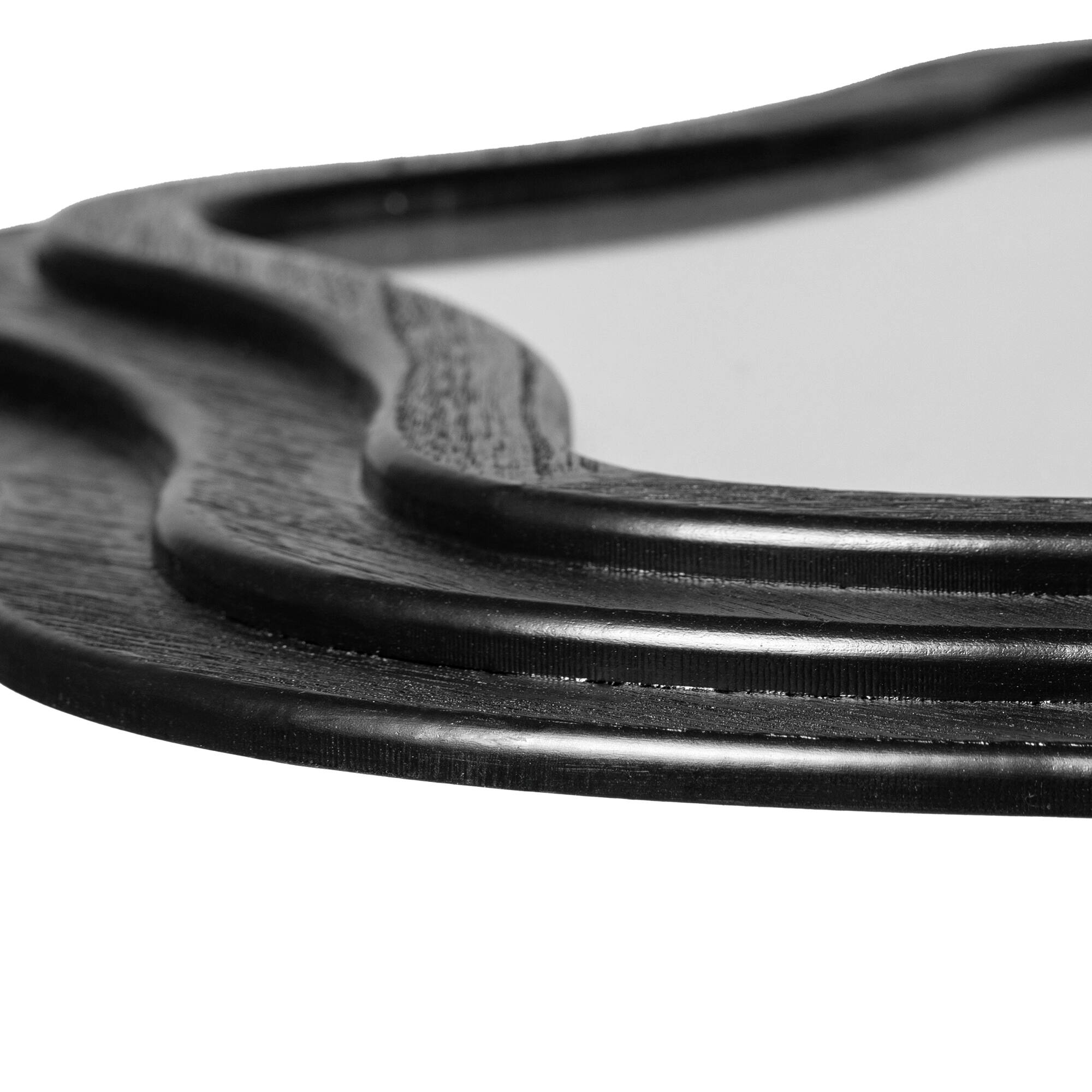 Glitzhome® 33.5" Modern Black Triple Wood Frame Wavy Wall Mirror