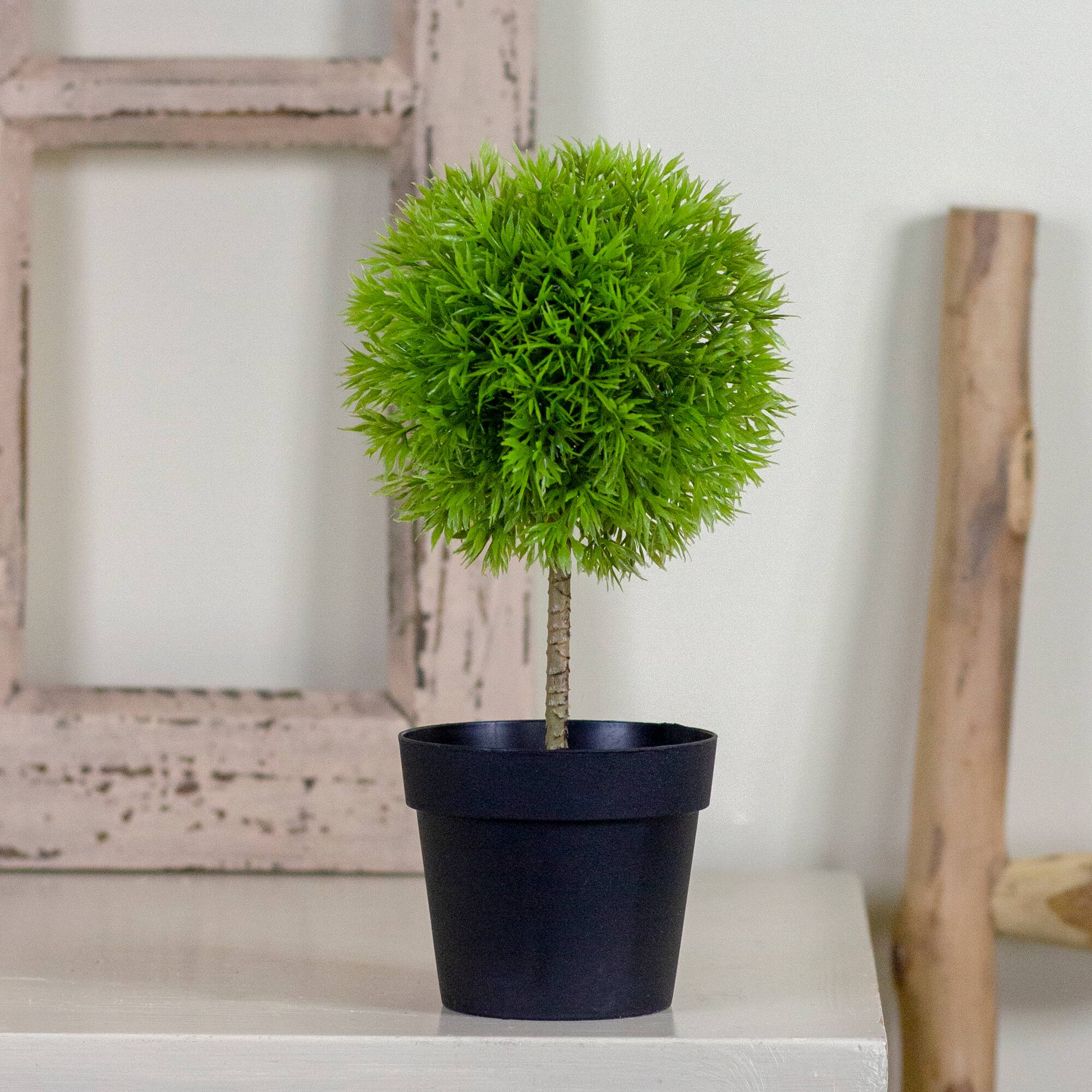 9.75" Green Ball Shaped Artificial Potted Topiary