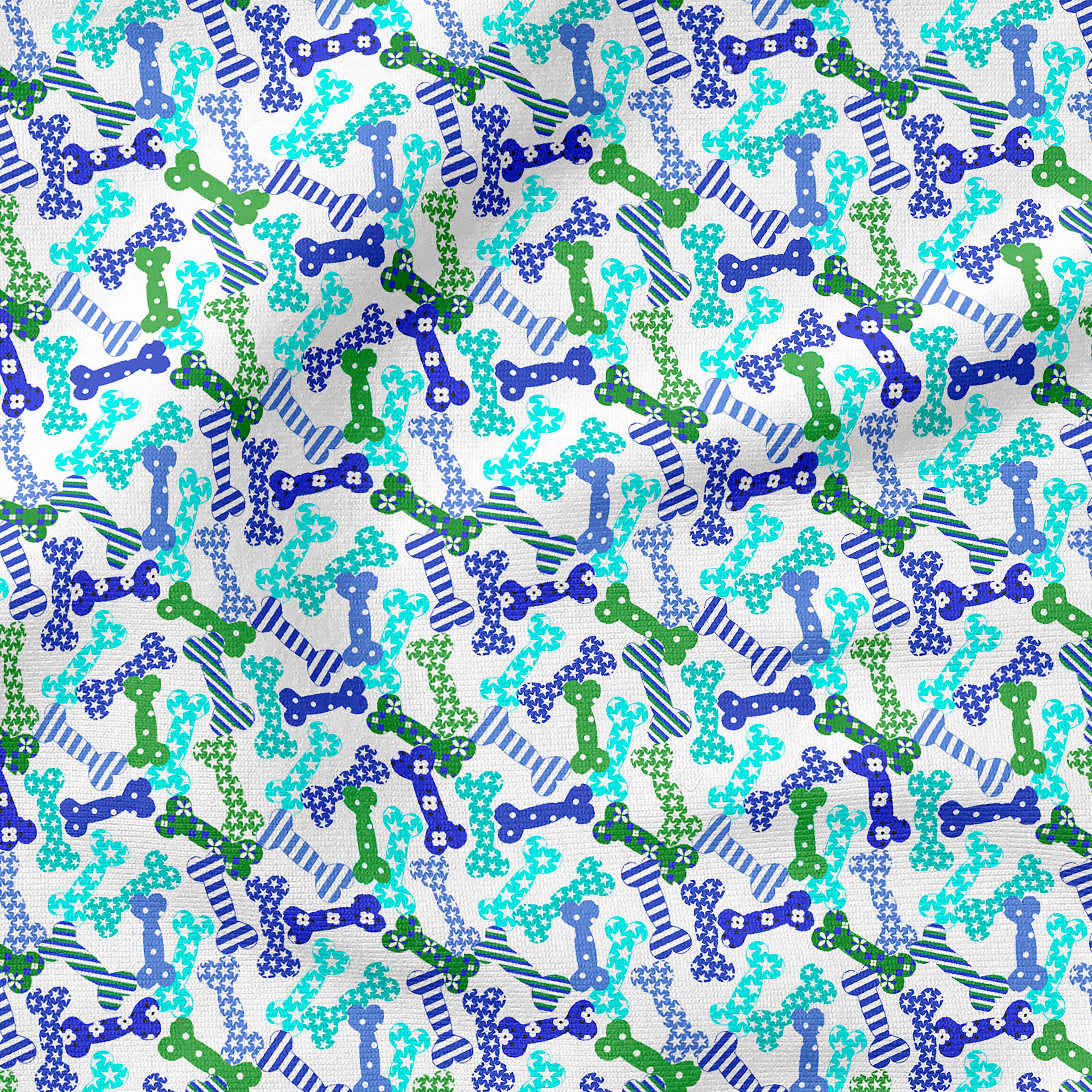 Fabric Editions White Puppy Bones Cotton Fabric