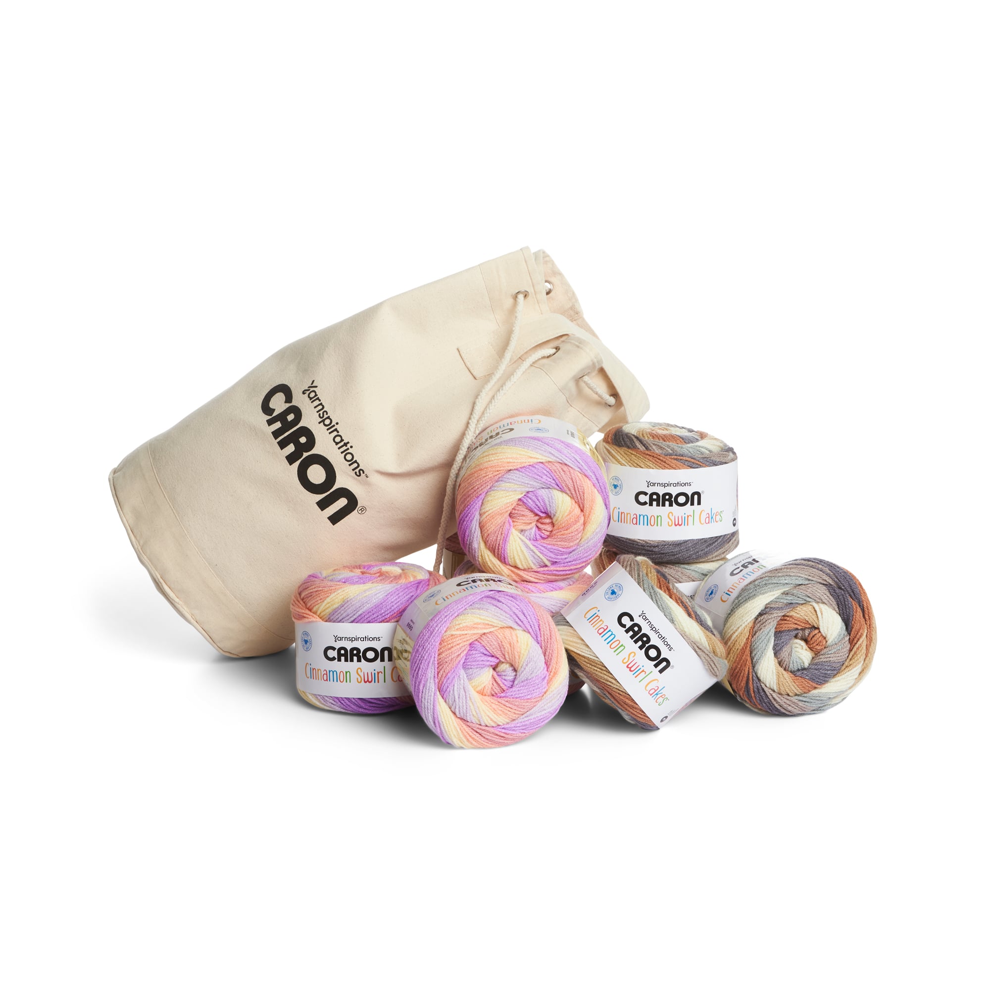 Caron&#xAE; Cinnamon Swirl Cakes&#x2122; Yarn Value Pack with Canvas Bag