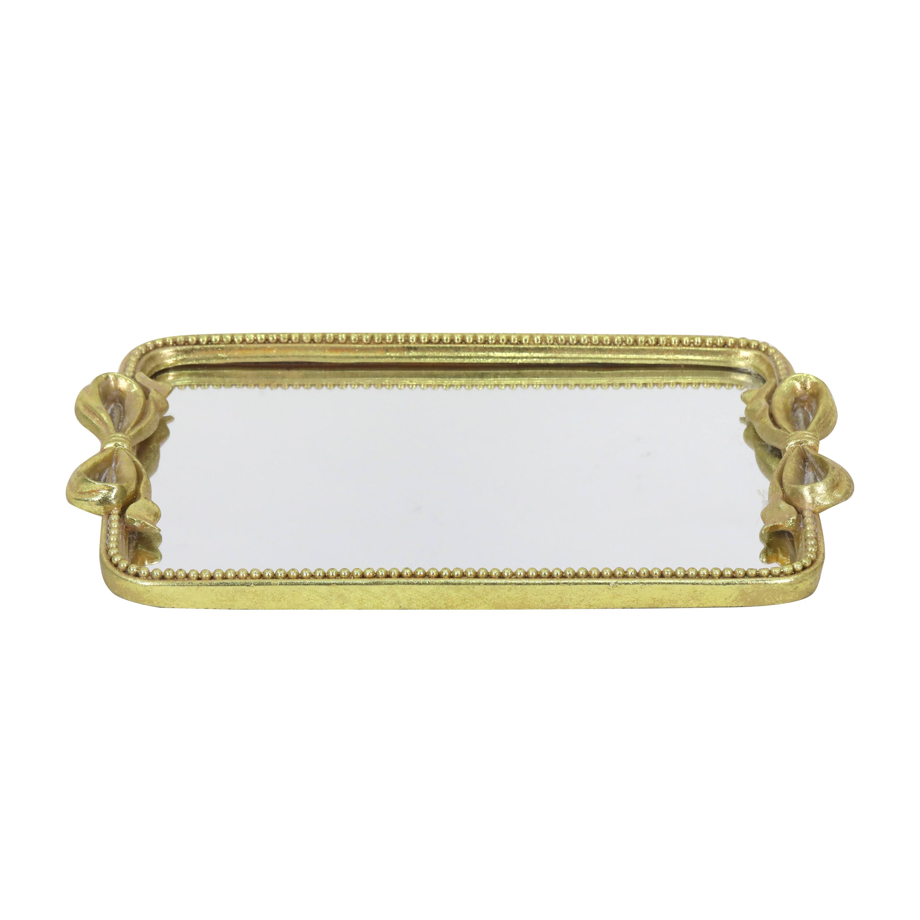 12.75&#x22; Gold Bows Mirrored Tabletop Tray by Ashland&#xAE;