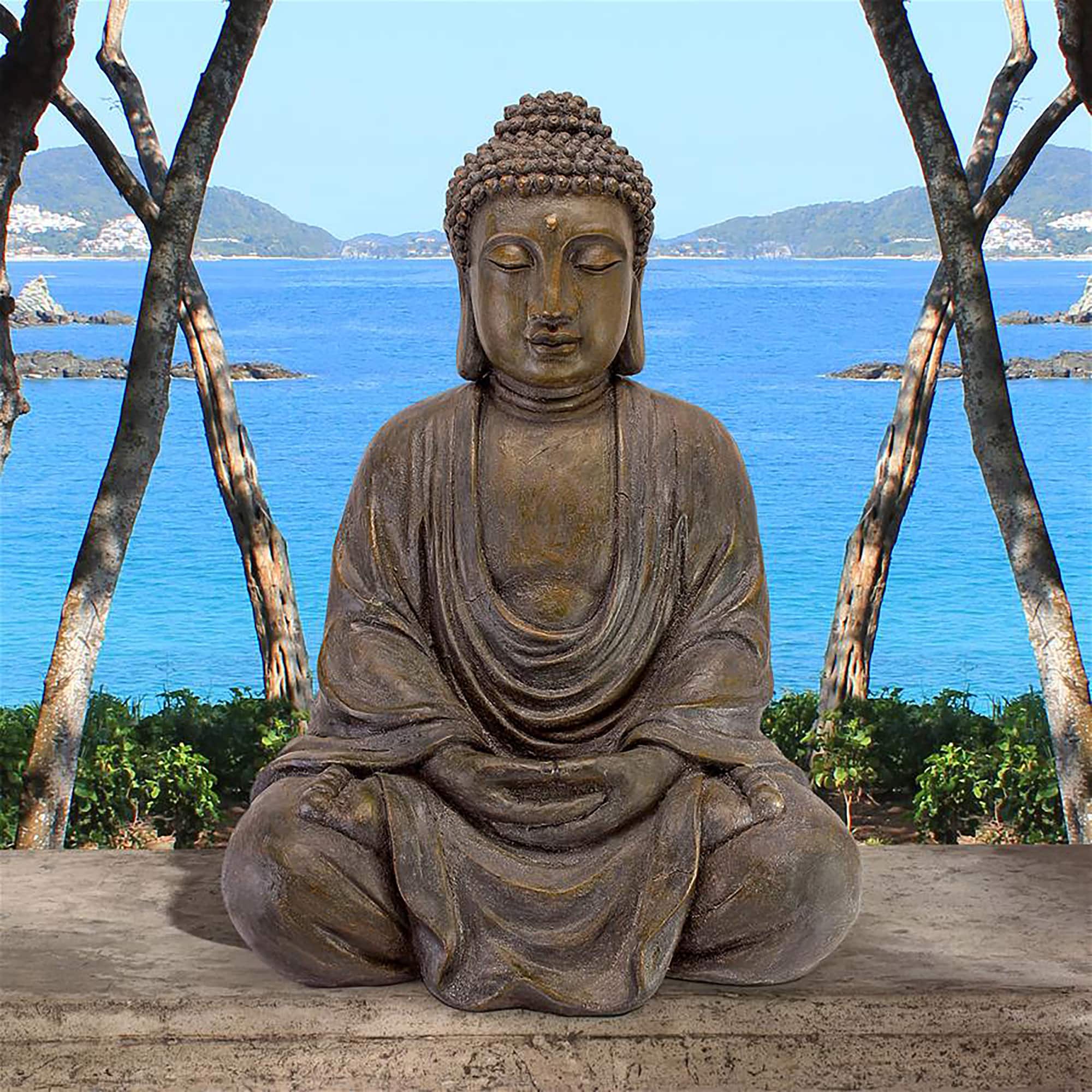 Design Toscano 26&#x22; Dark Meditative Buddha of the Grand Temple Statue