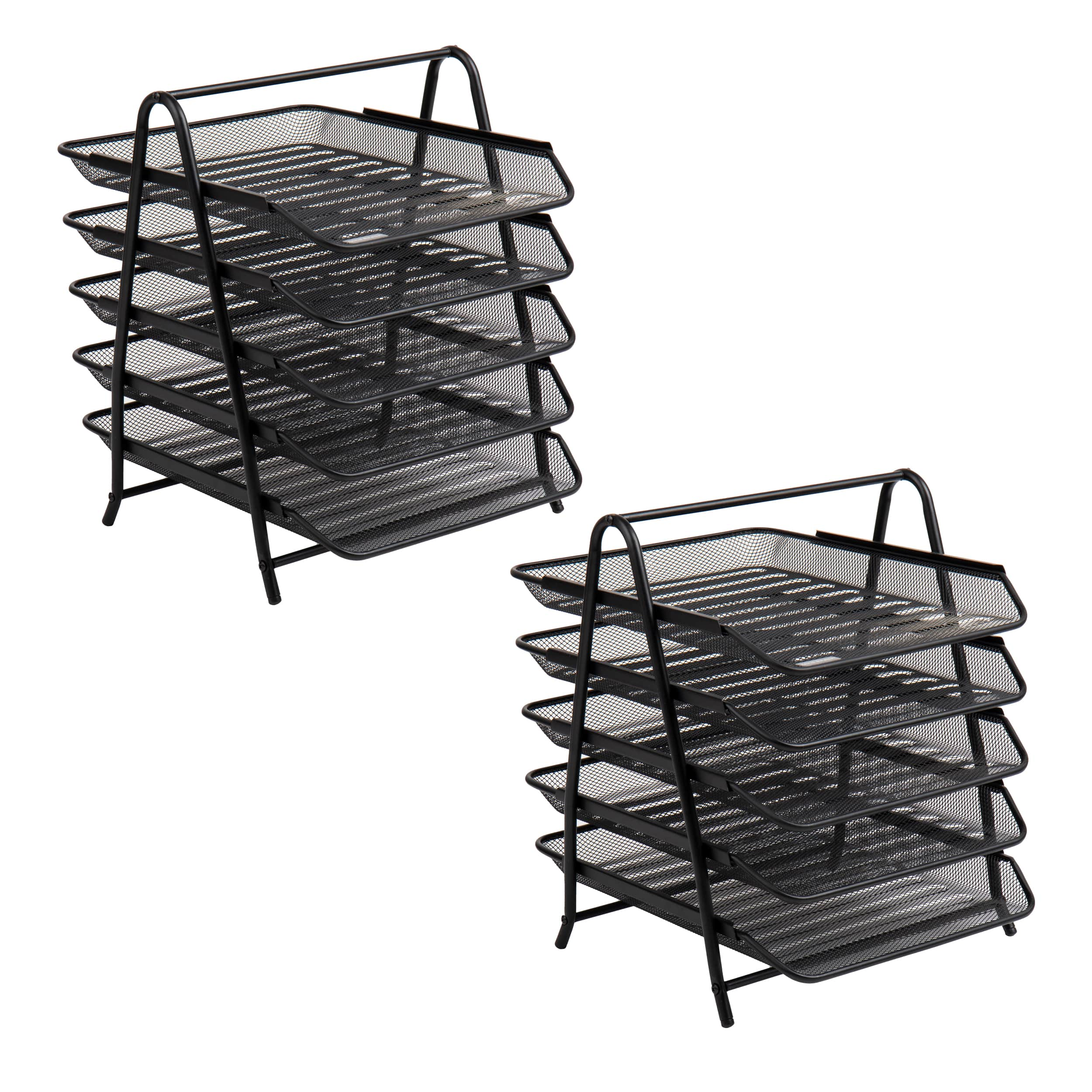 Mind Reader Network Collection Black Metal Mesh 5-Tier Paper Trays, 2ct.