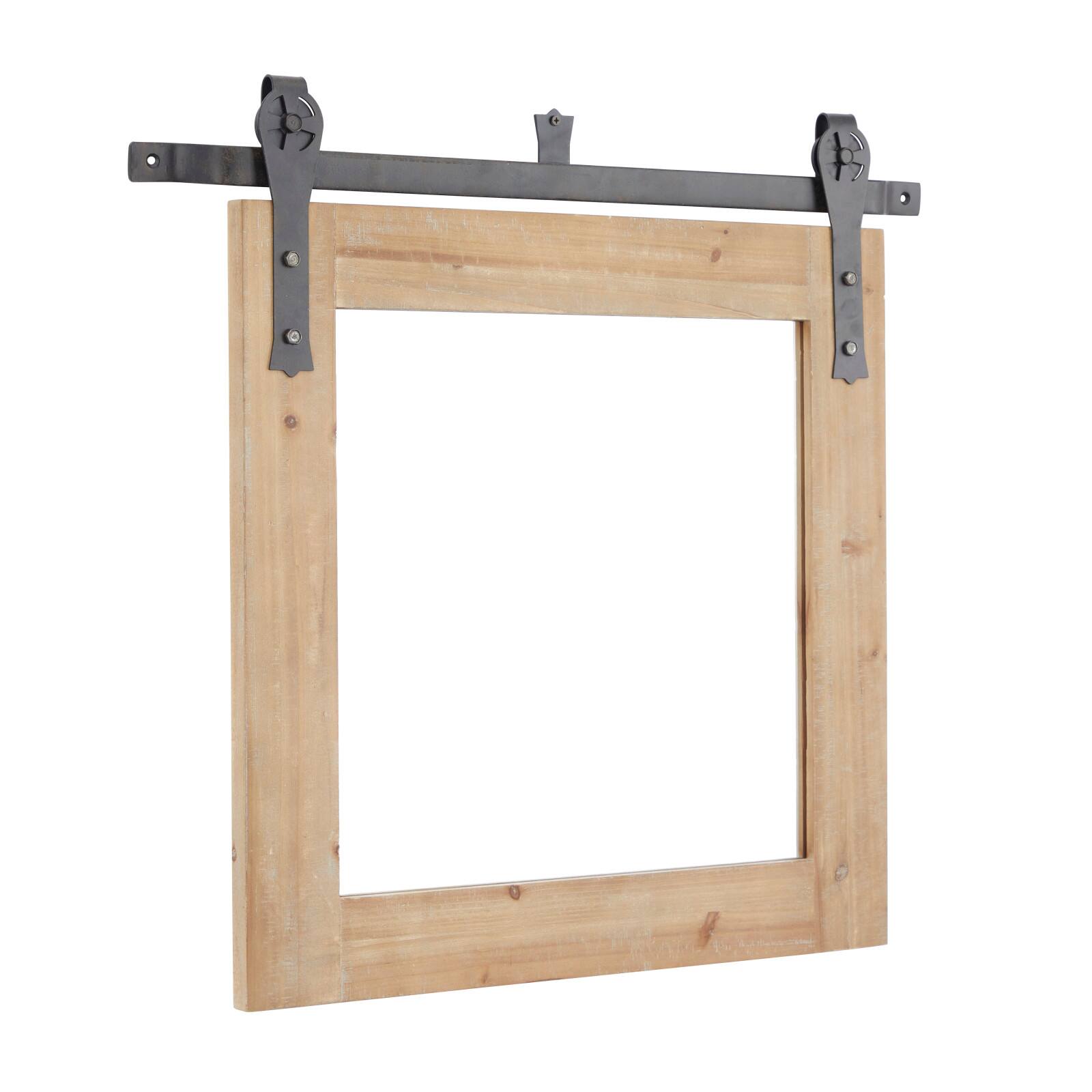 Brown Fir Farmhouse Wall Mirror, 27" x 30" x 2"