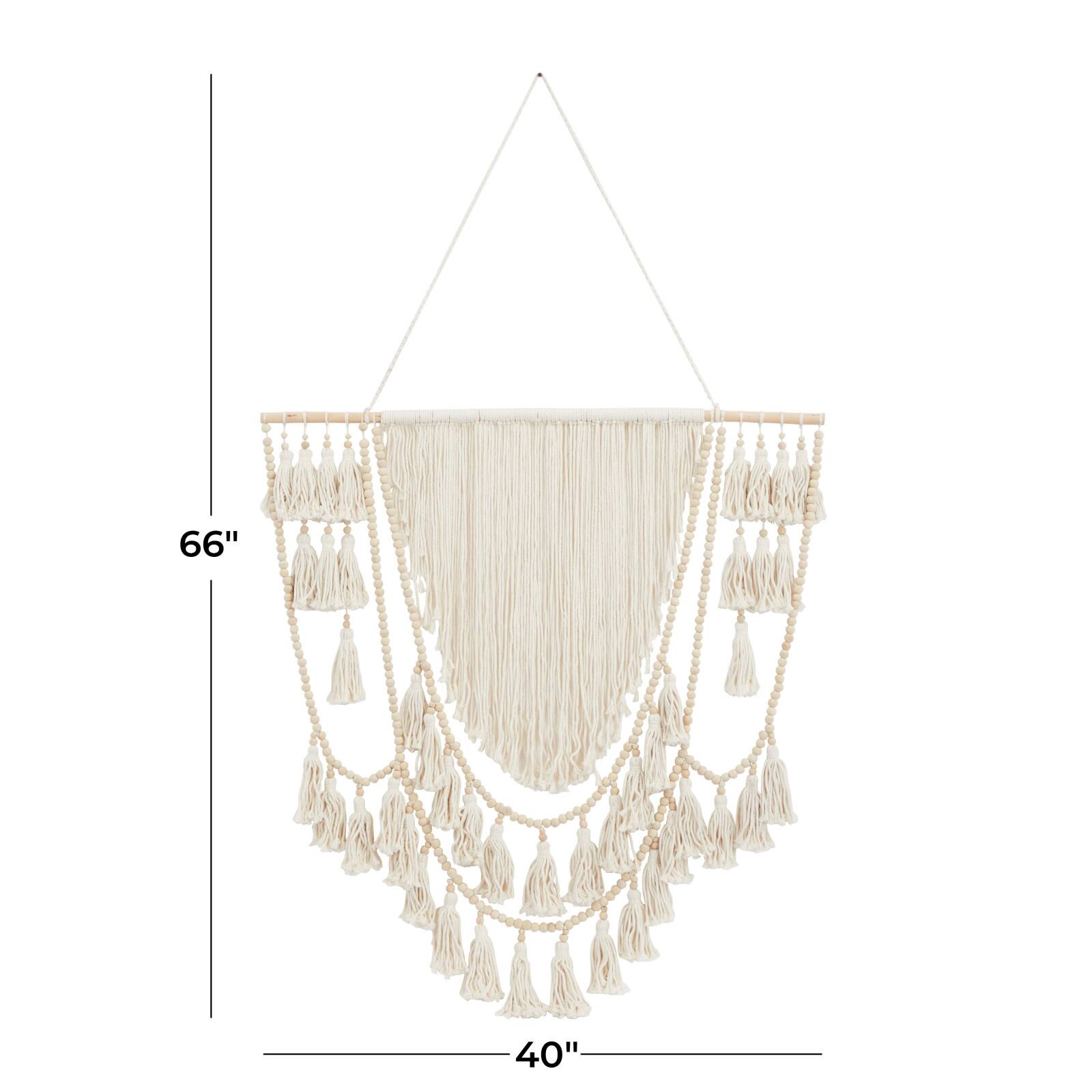 66" Traditional Macramé & Wood Wall Décor