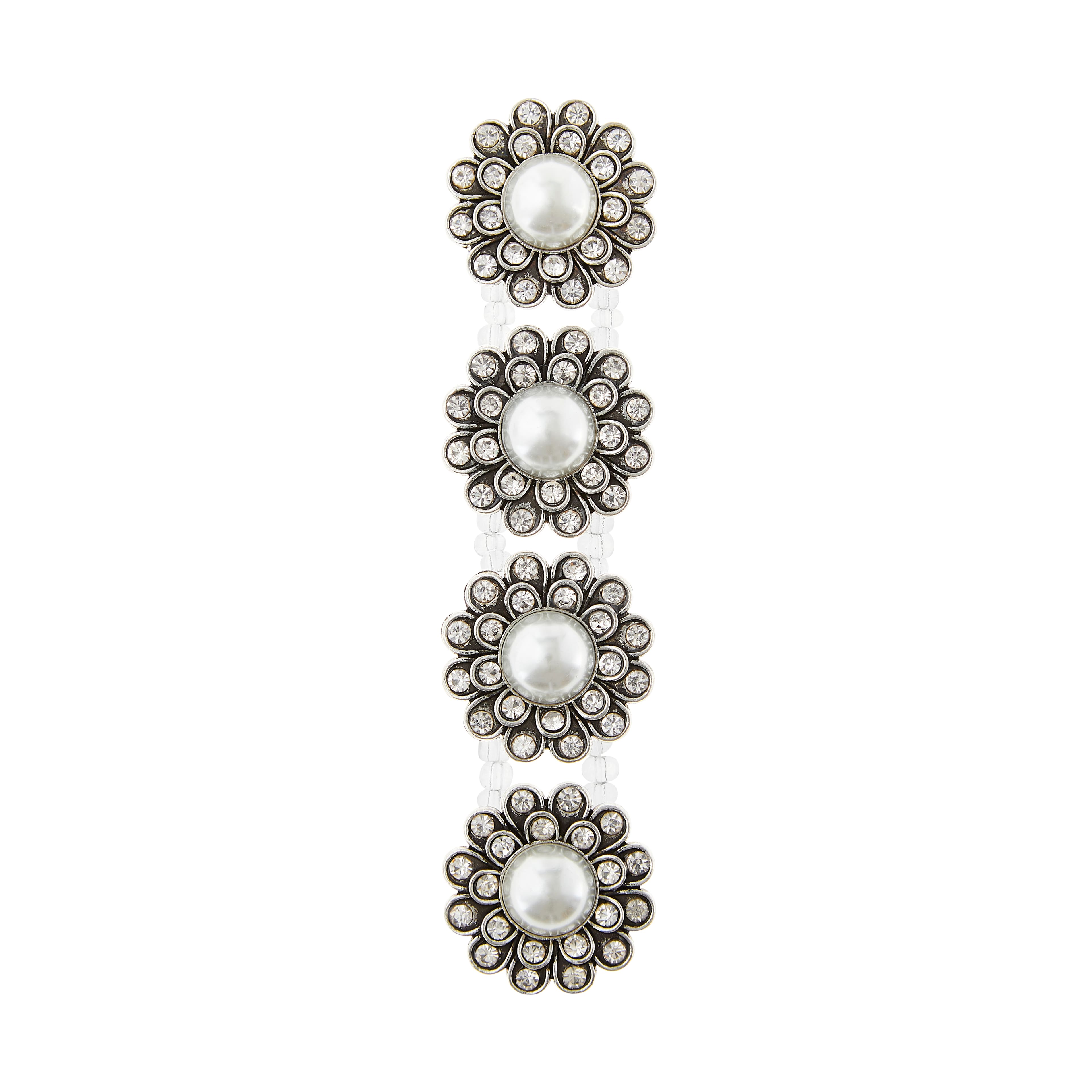 Silver Faux Pearl Flower Sliders, 25mm by Bead Landing&#x2122;