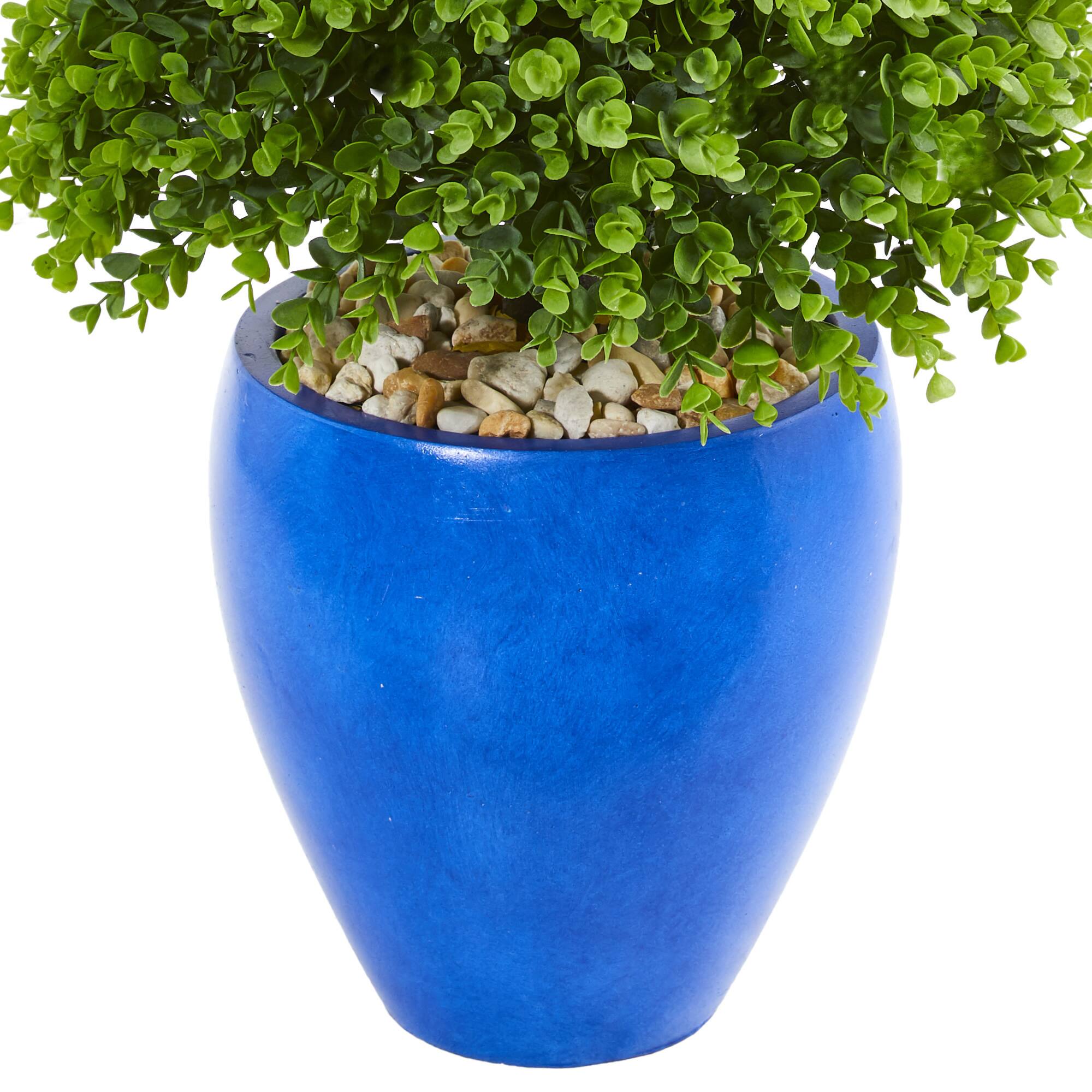 4.3ft. Eucalyptus Topiary Artificial Tree in Blue Planter