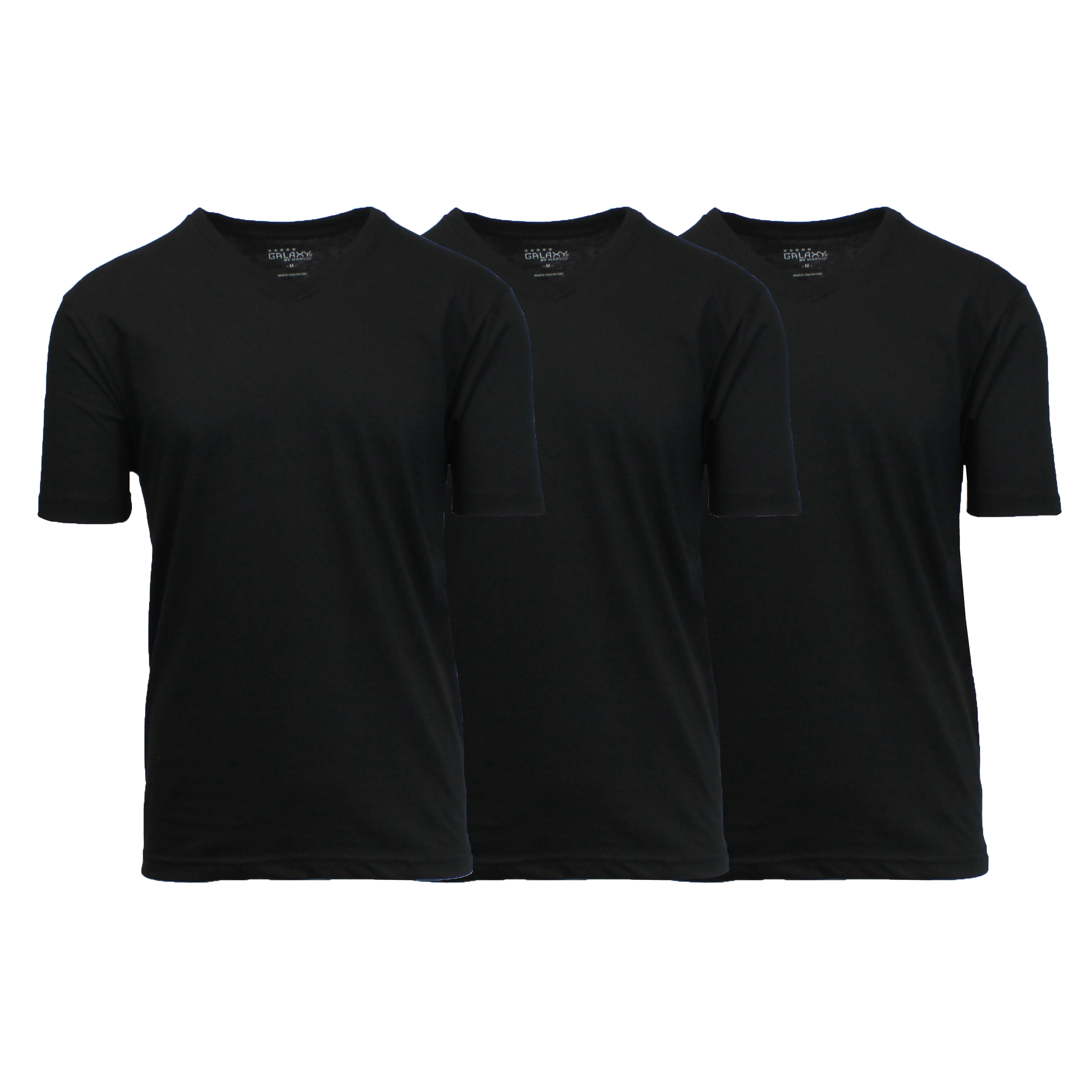 Galaxy by Harvic Men's Short Sleeve V-Neck T-Shirt 3 Pack