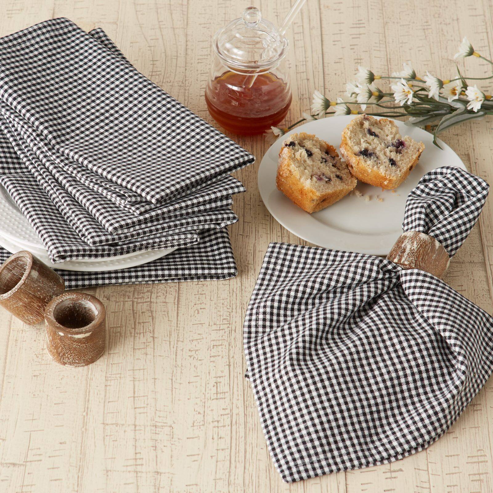 DII&#xAE; Black &#x26; Semi Bleached Gingham Cloth Dinner Napkins, 6ct.