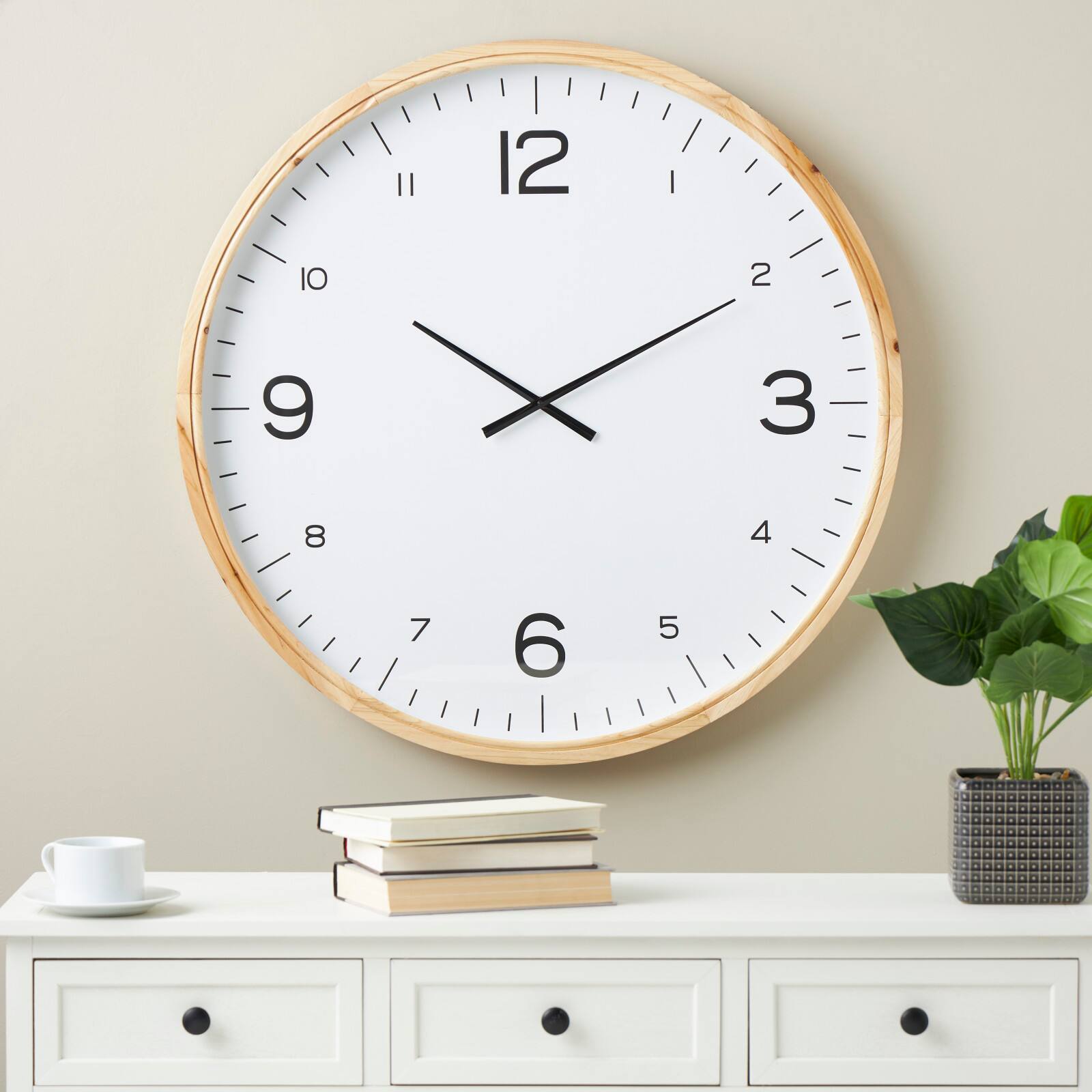 36&#x22; Light Brown Framed Wall Clock
