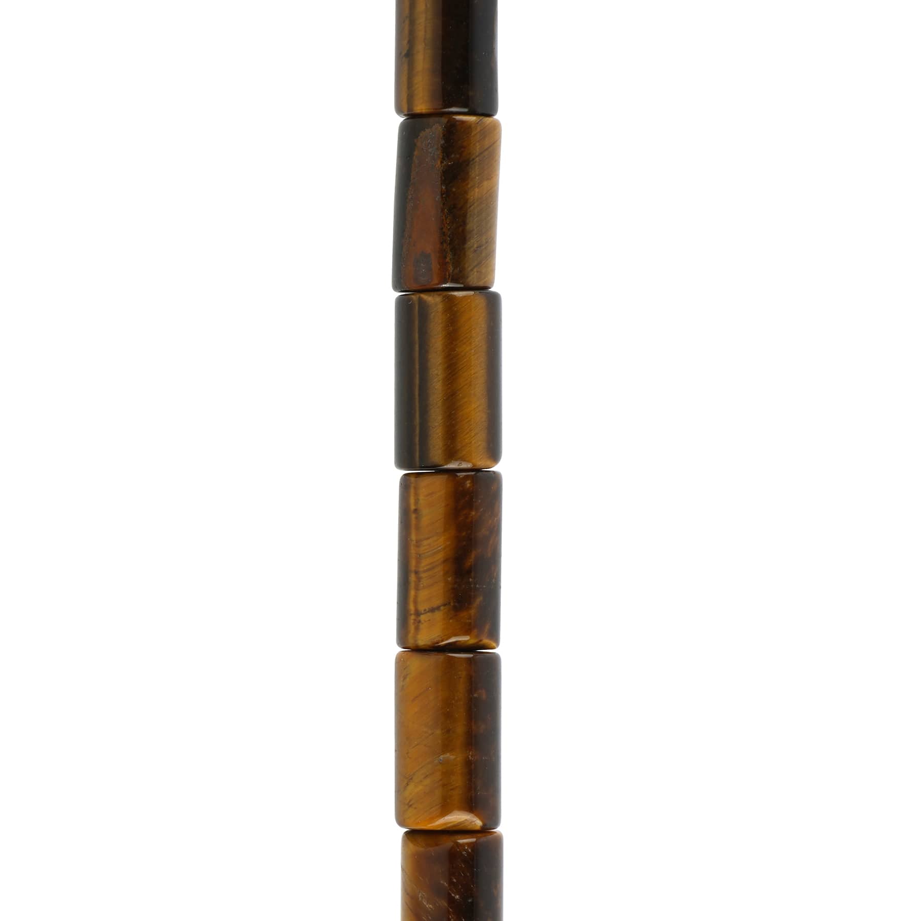 12 Pack: Yellow Tiger&#x27;s Eye Tube Beads by Bead Landing&#x2122;