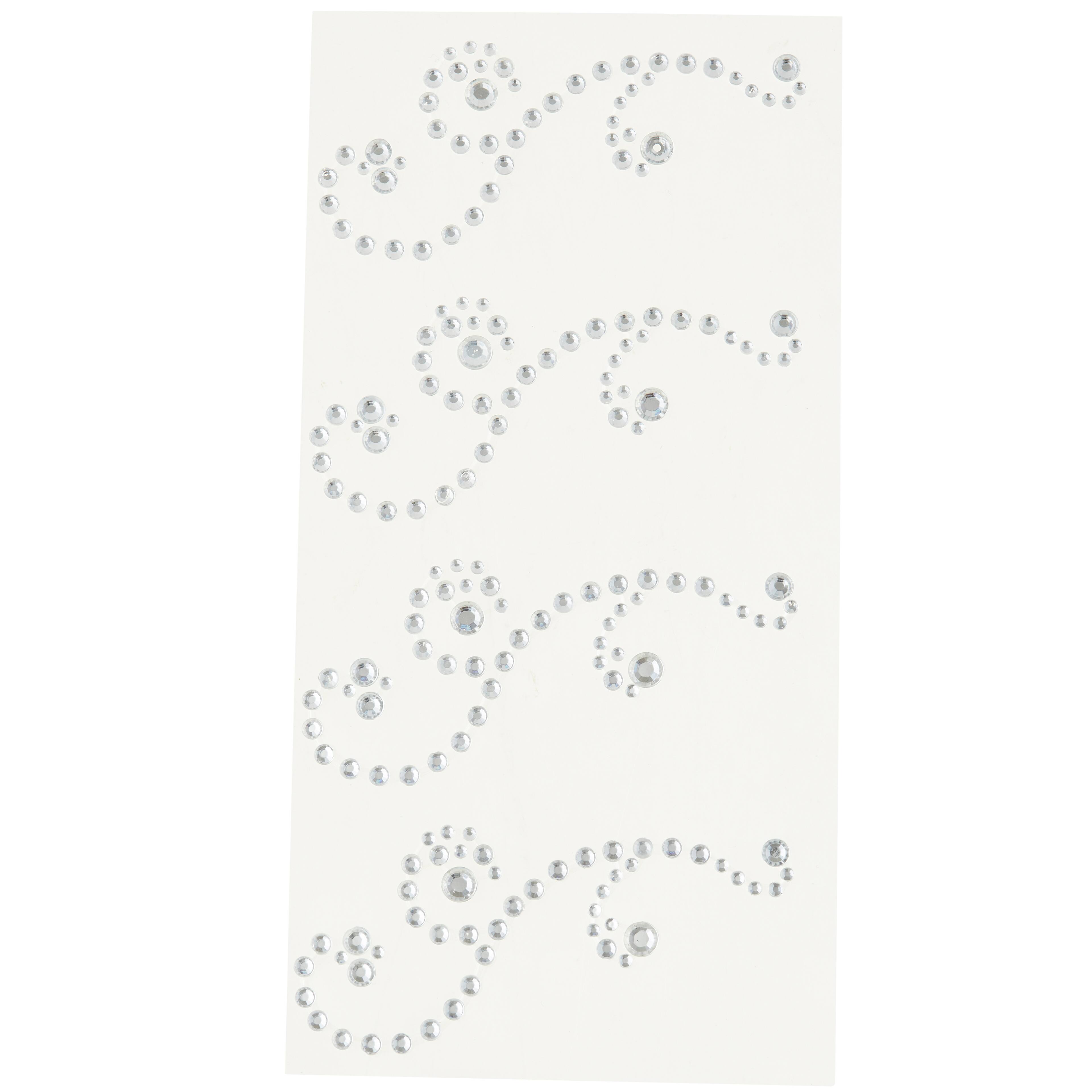 12 Packs: 4 Ct. (48 Total) Clear Swirl Flourish Adhesive Rhinestones By 