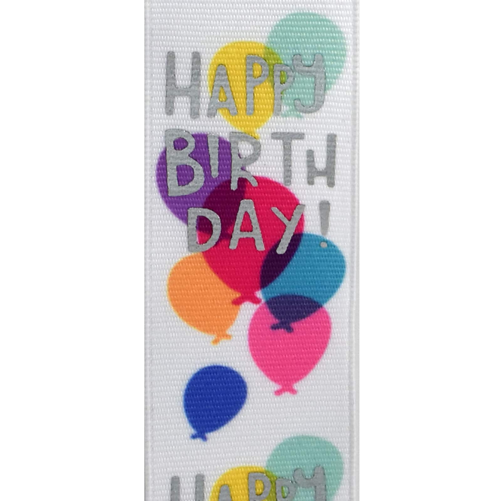 1.5 x 3yd. Grosgrain Wired Happy Birthday Ribbon by Celebrate It