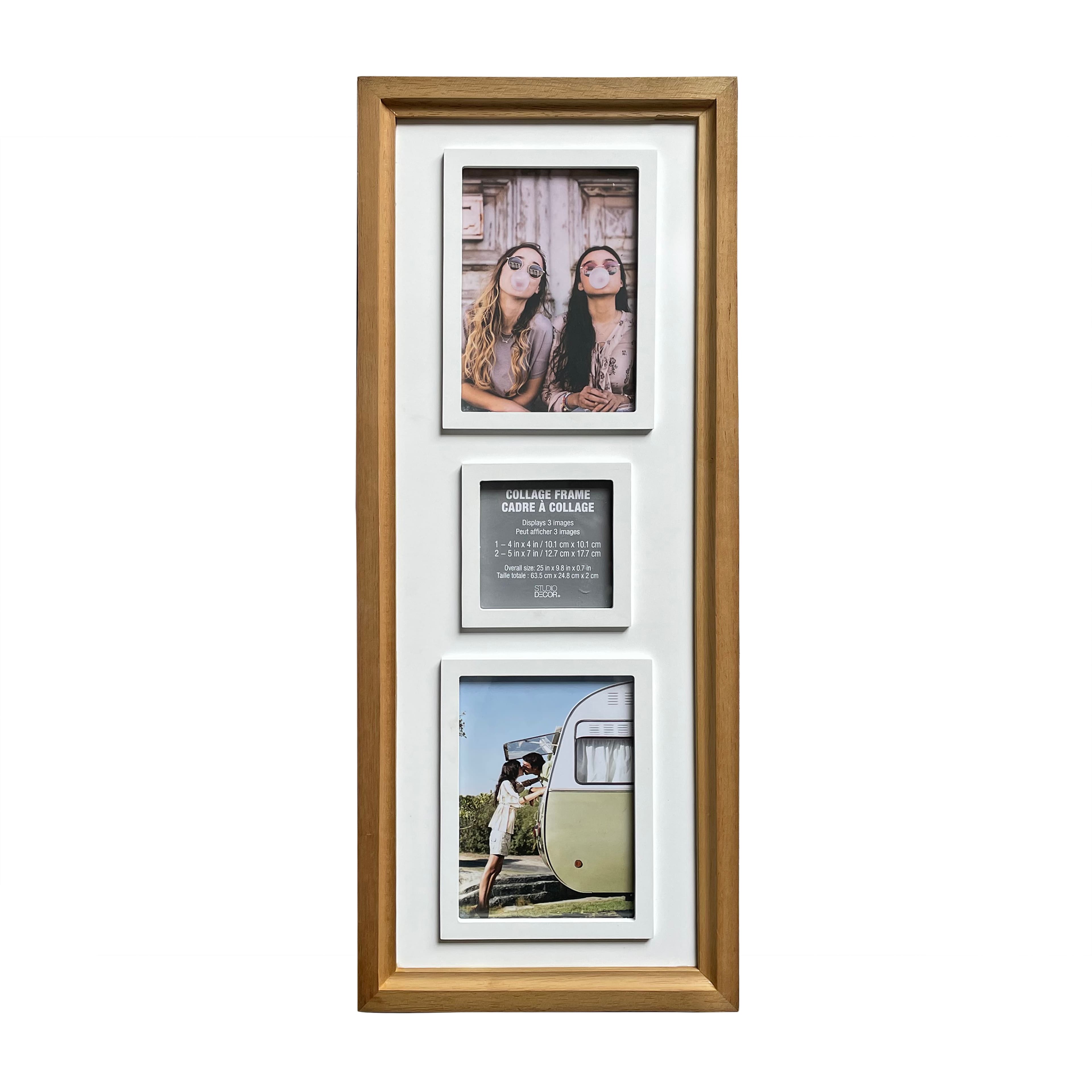 3 Opening Natural Woodgrain Collage Frame with Raised Mat by Studio D&#xE9;cor&#xAE;