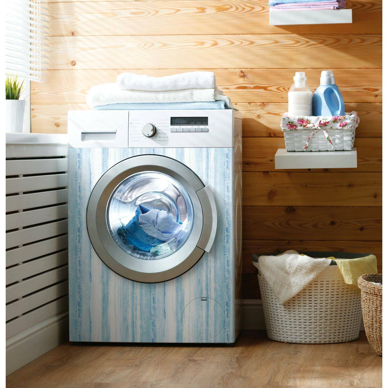 RoomMates Blue Watercolor Stripe Peel &#x26; Stick Wallpaper