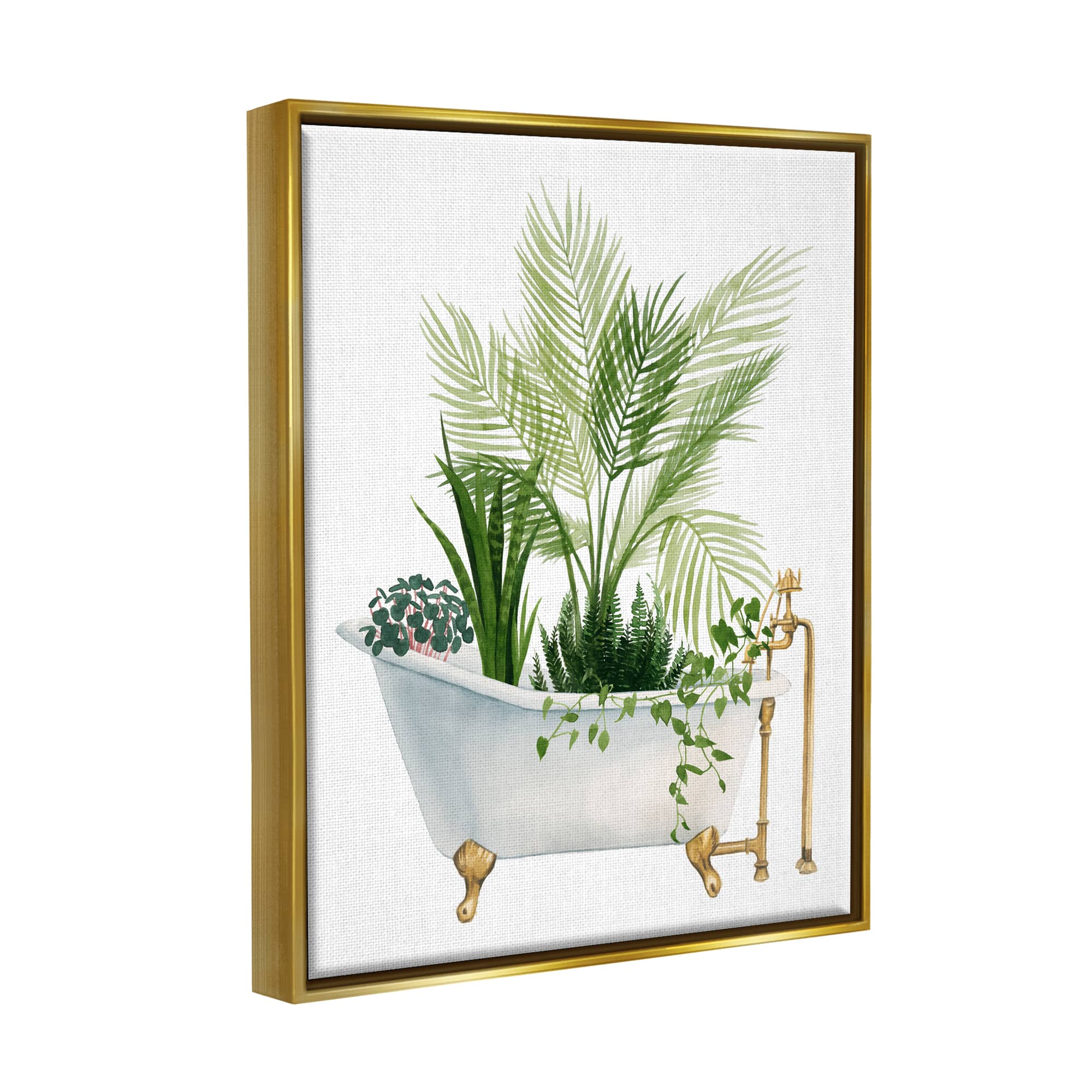 Stupell Industries Various Plants Greenery Vintage Tub Framed Floater Canvas Wall Art