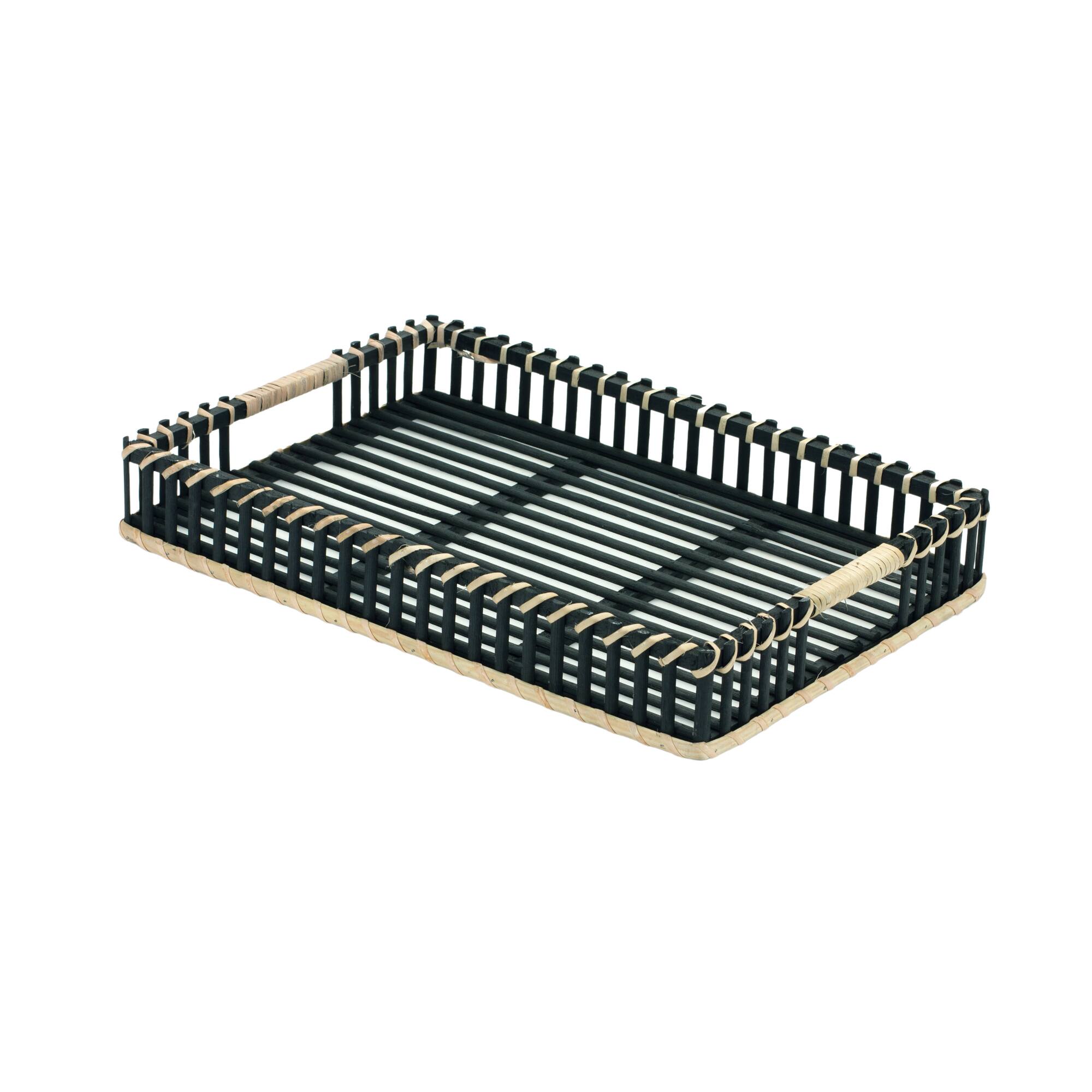 Rectangular Bamboo &#x26; Rattan Woven Tray Set