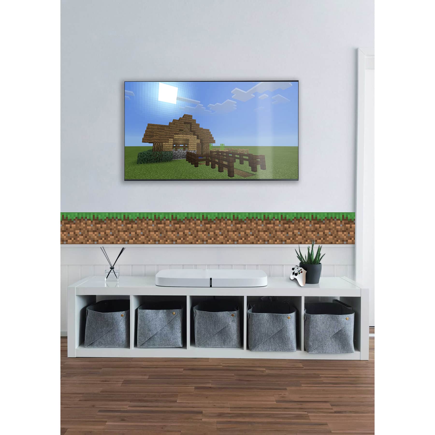 RoomMates Minecraft Iconic Grass Peel & Stick Wallpaper Border
